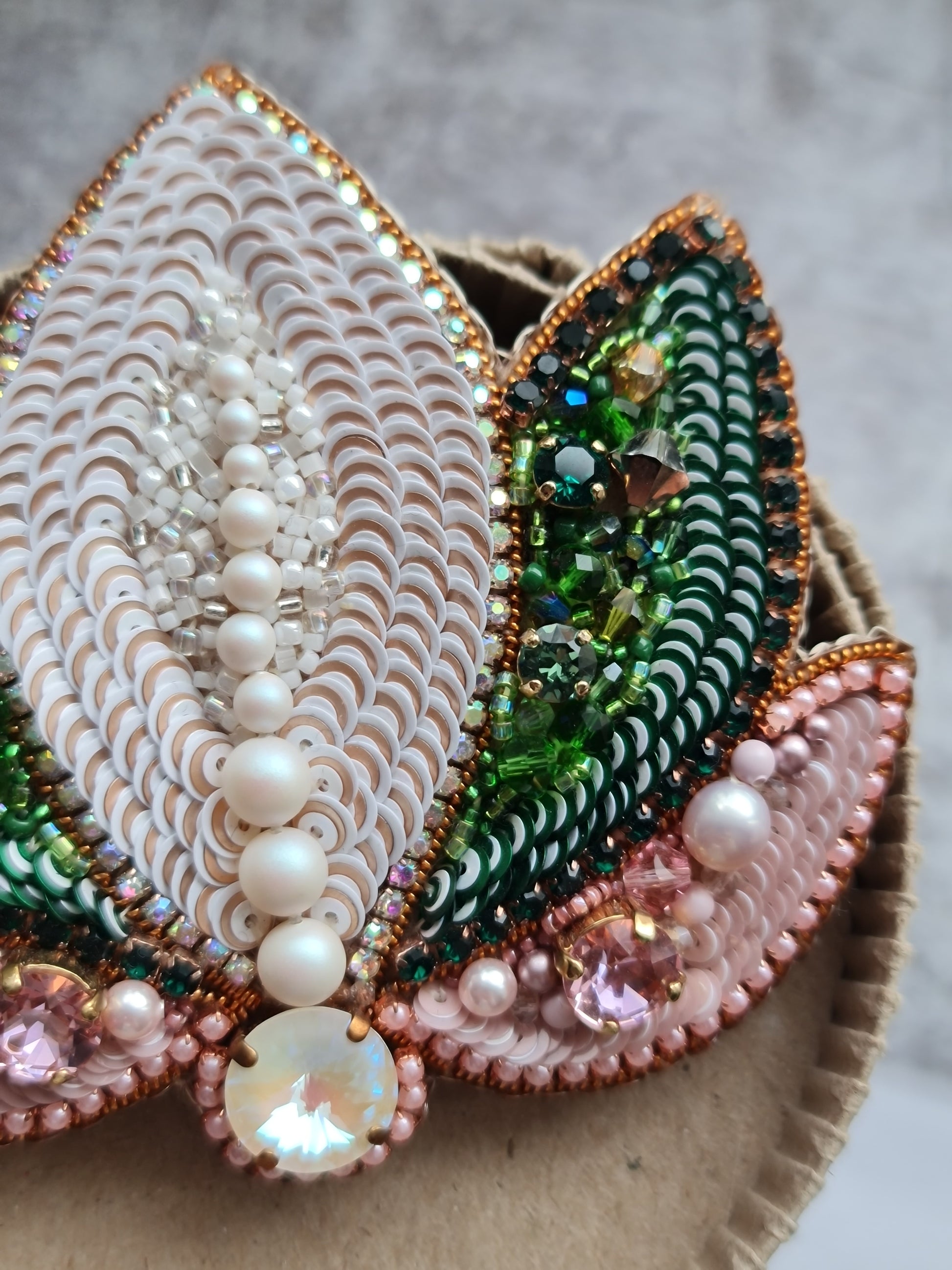 Lotus Flower Beaded Brooch