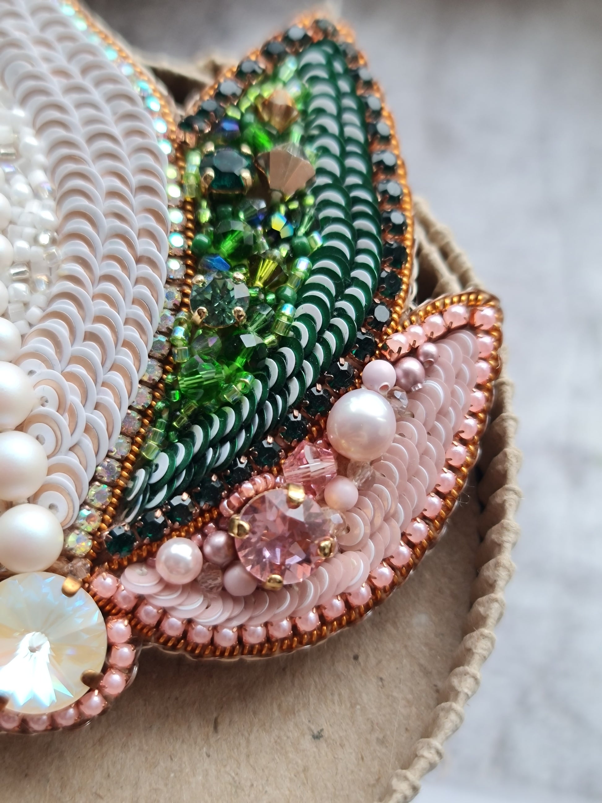 Lotus Flower Beaded Brooch