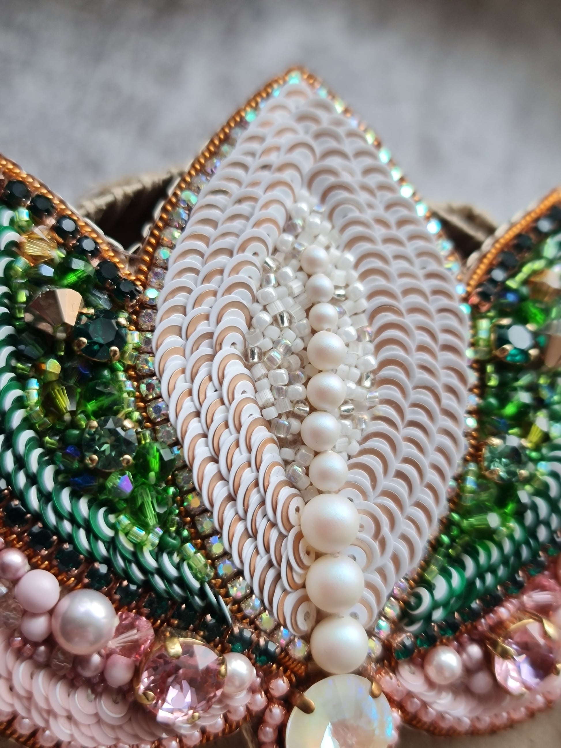 Lotus Flower Beaded Brooch
