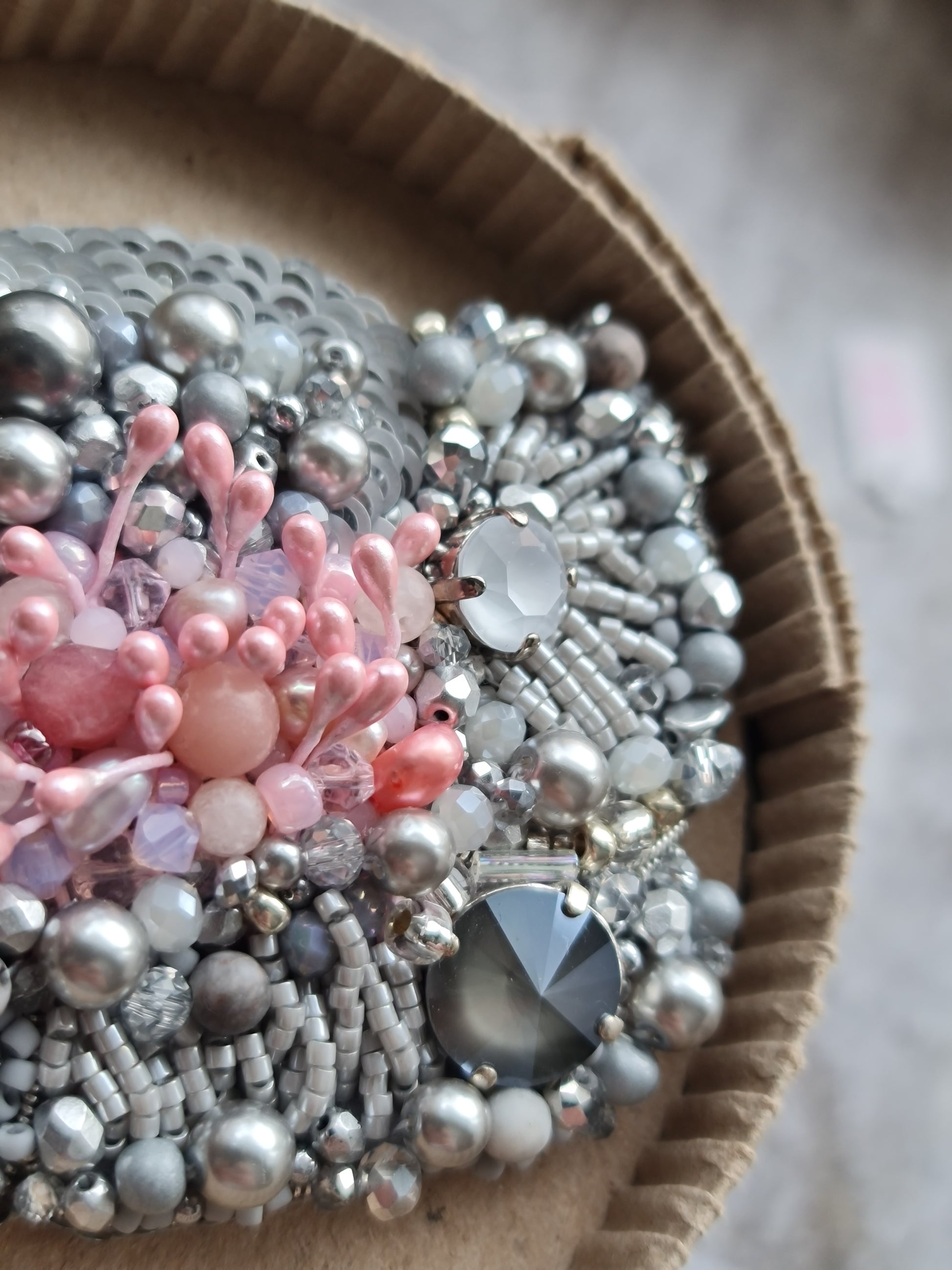 Poppy Flower Beaded Brooch