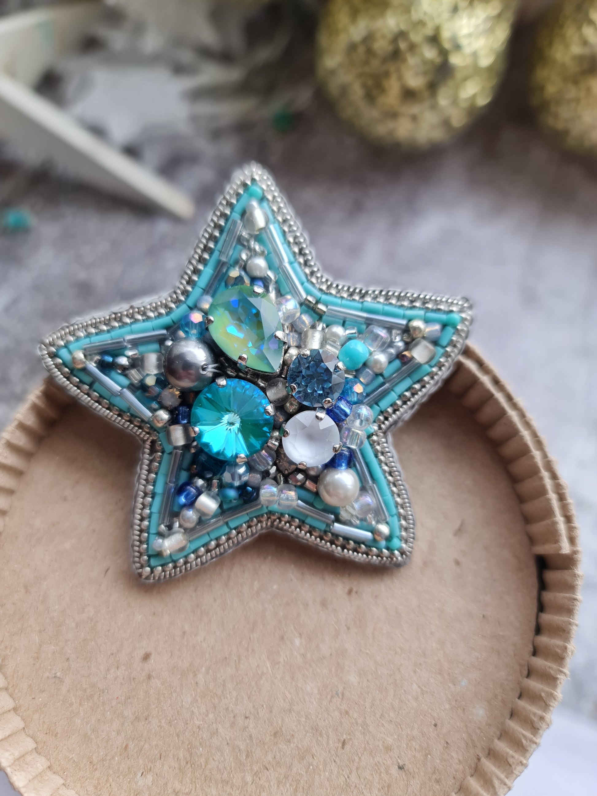 Star Beaded Brooch