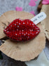 Red lips beaded brooch hand embroidered with crystals sequins and bead details