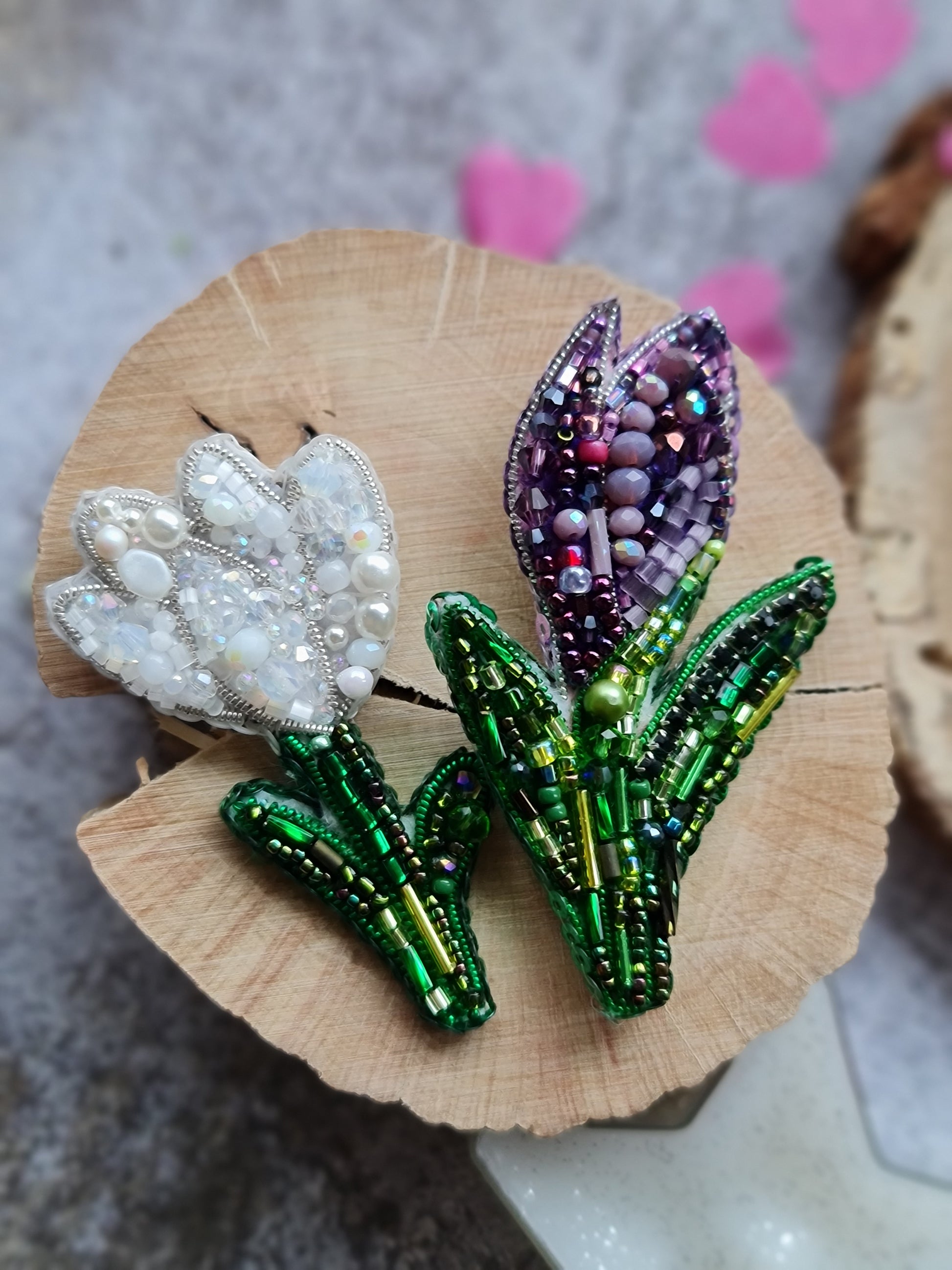 Crocus Beaded Brooch