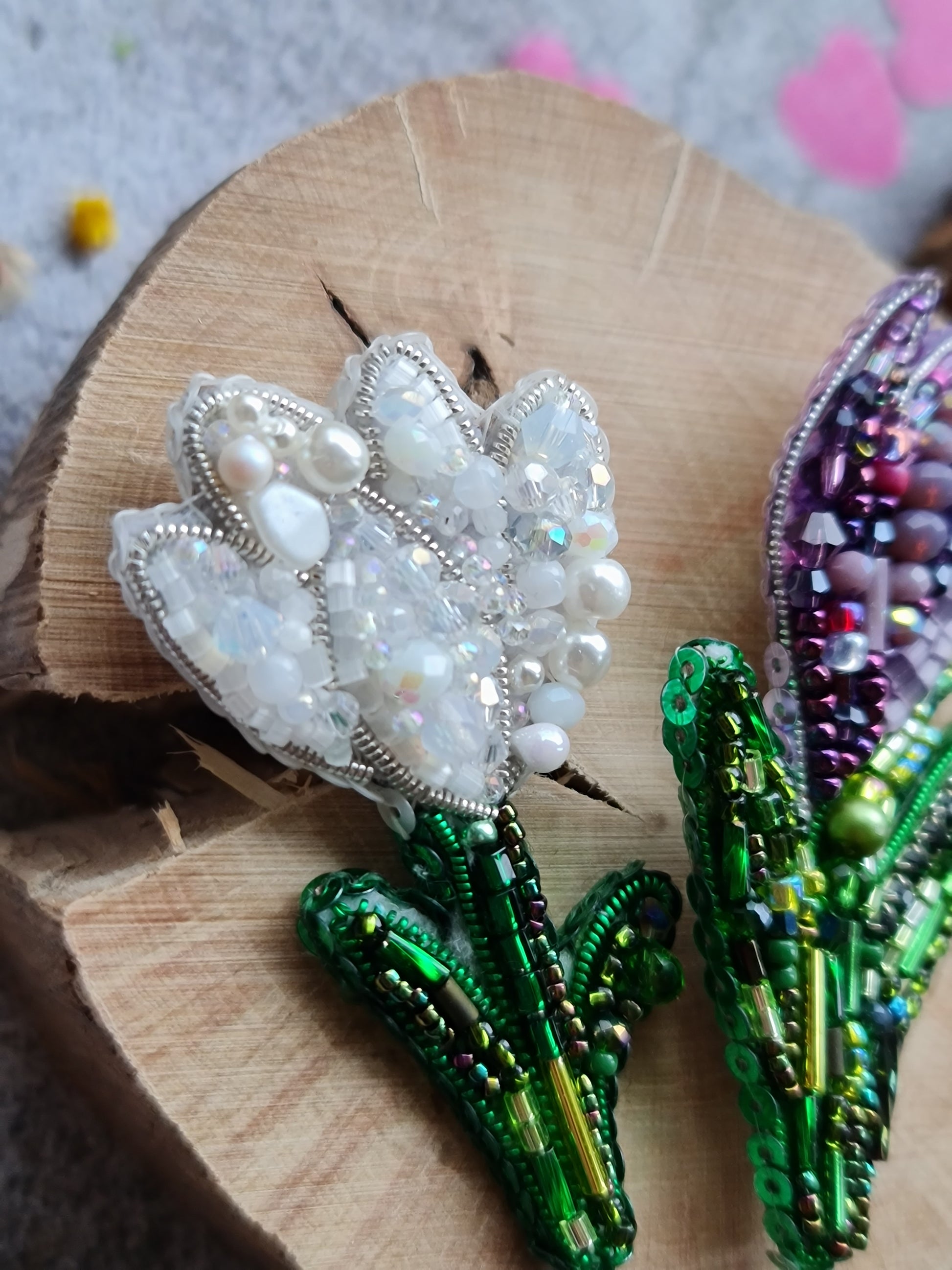 Crocus Beaded Brooch
