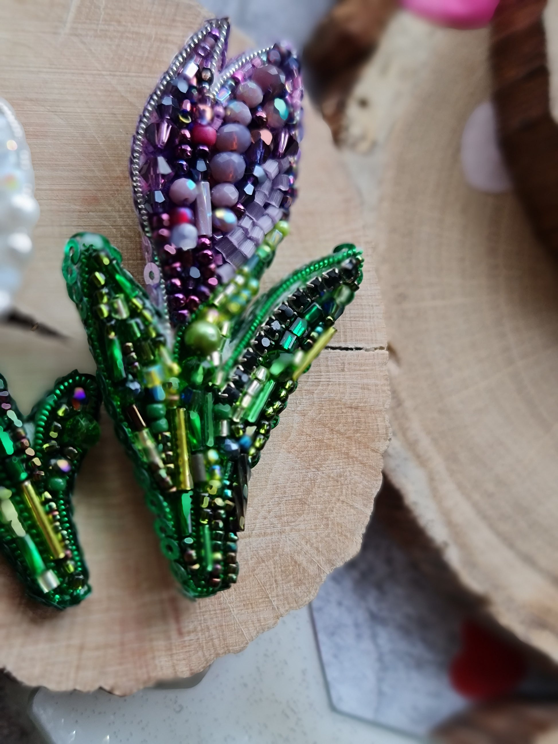 Crocus Beaded Brooch