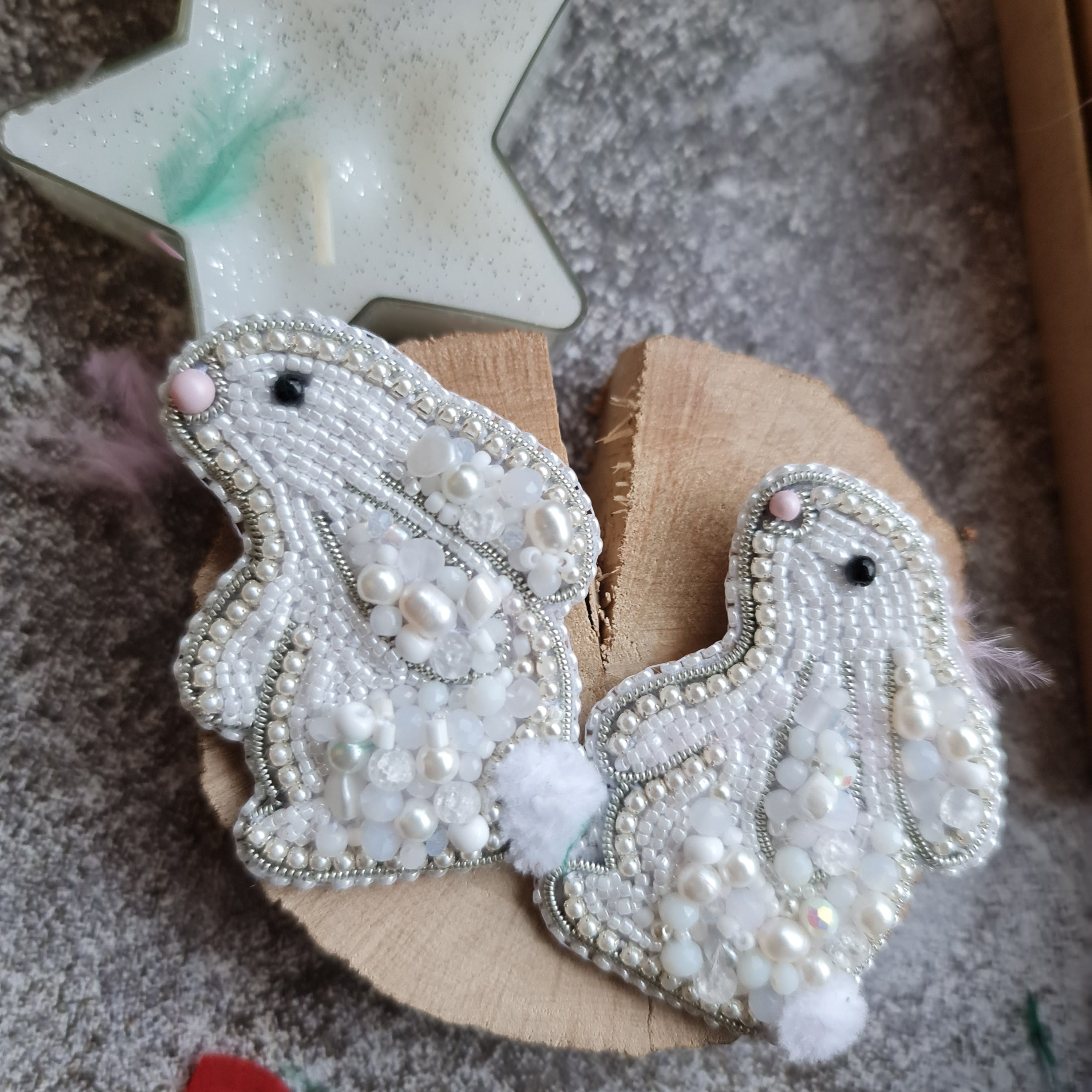Mini Bunny Beaded Brooch