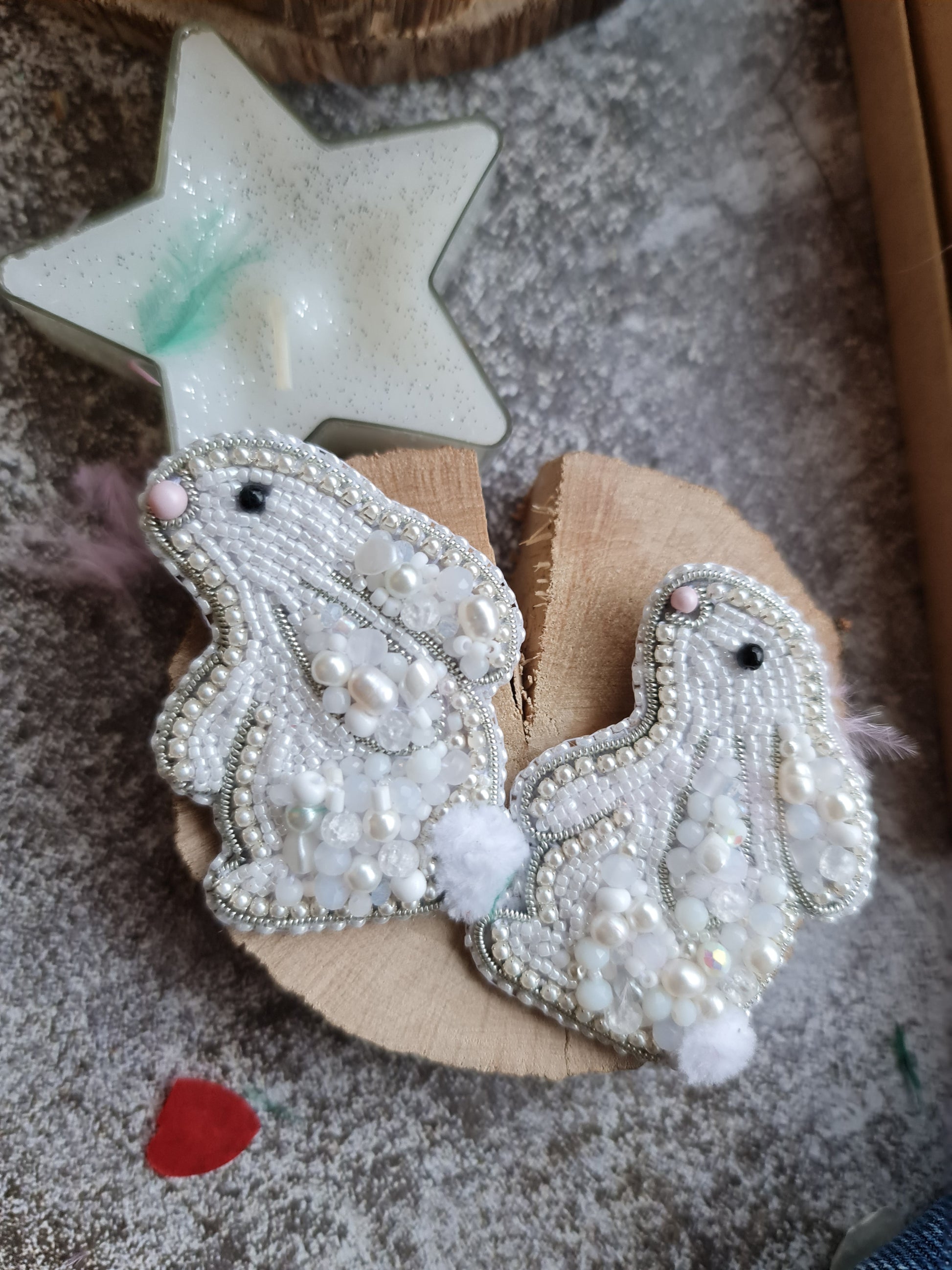 Mini Bunny Beaded Brooch