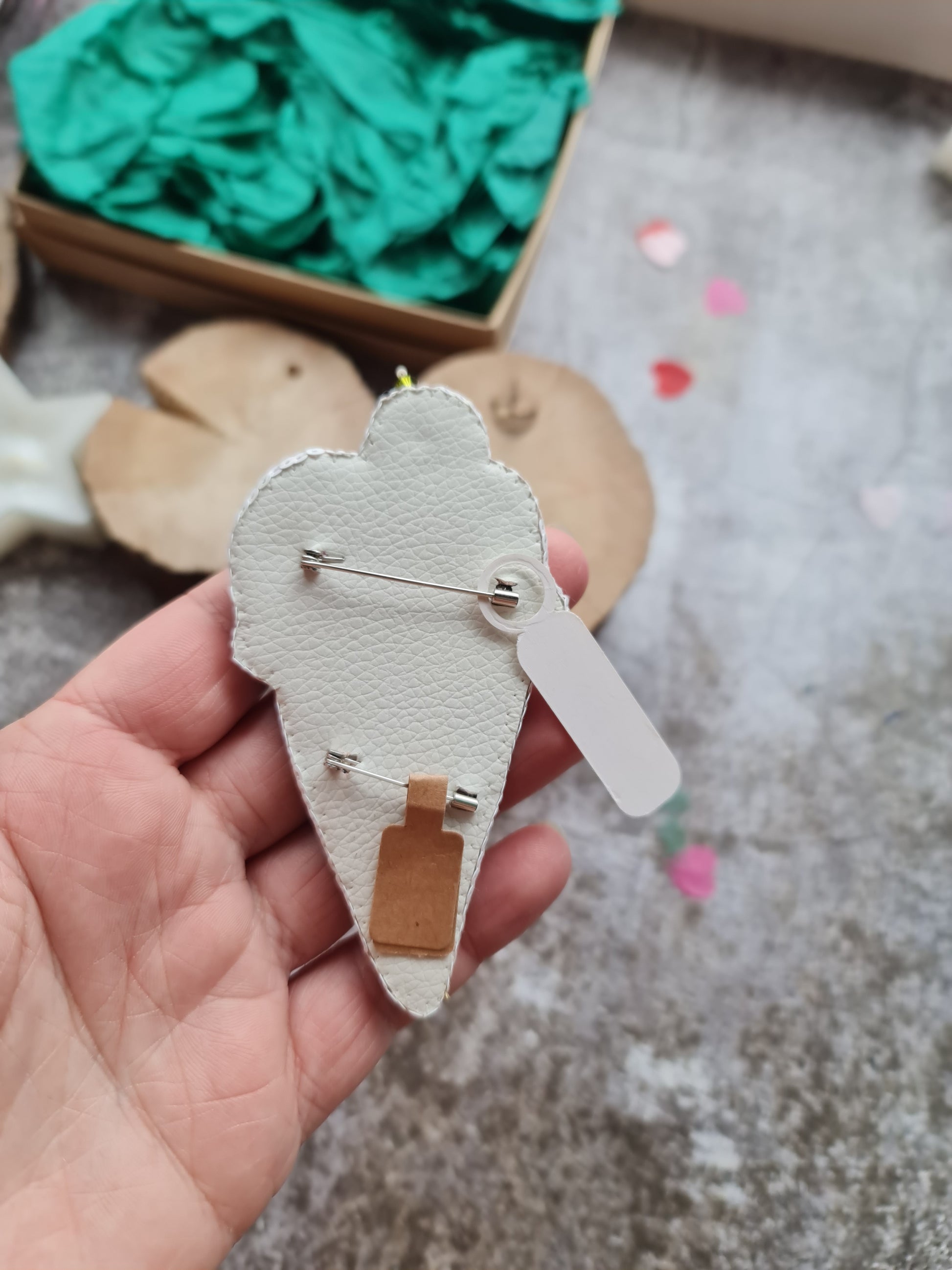 Ice Cream Cone Beaded Brooch