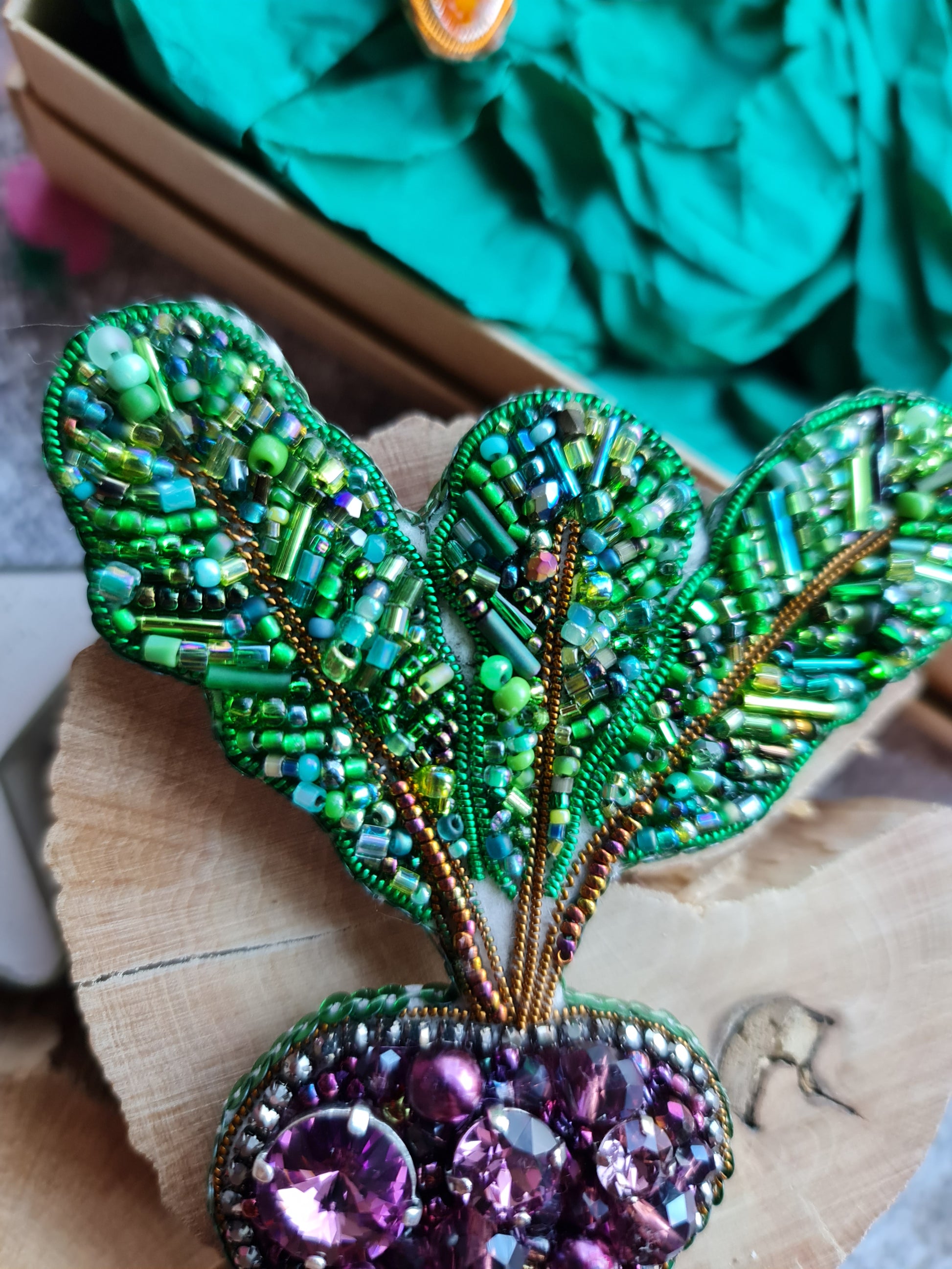Gardener gift Purple Beet Crystal Pin, Vegetable Handmade jewelry Brooch