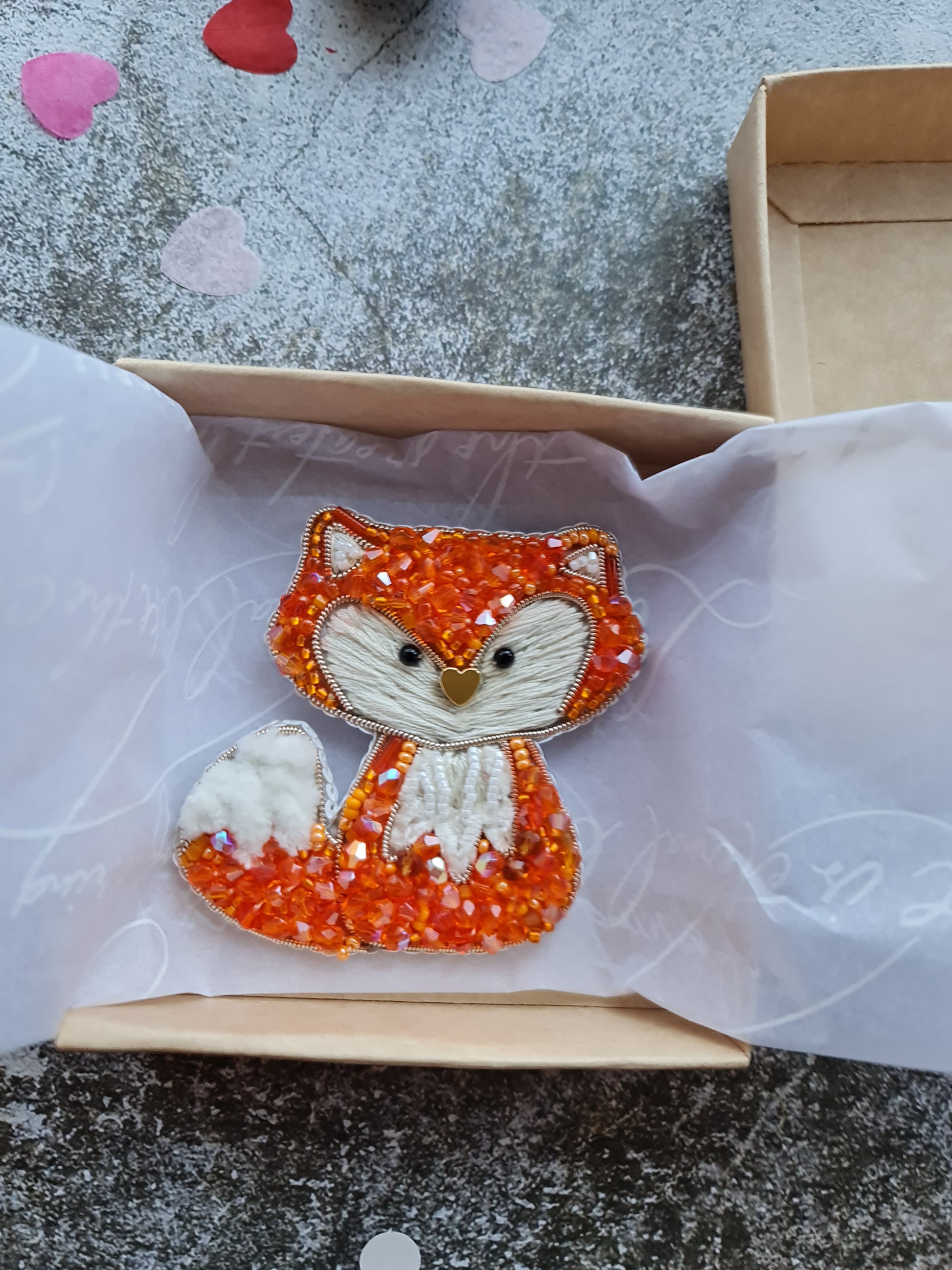 Fox Beaded Brooch