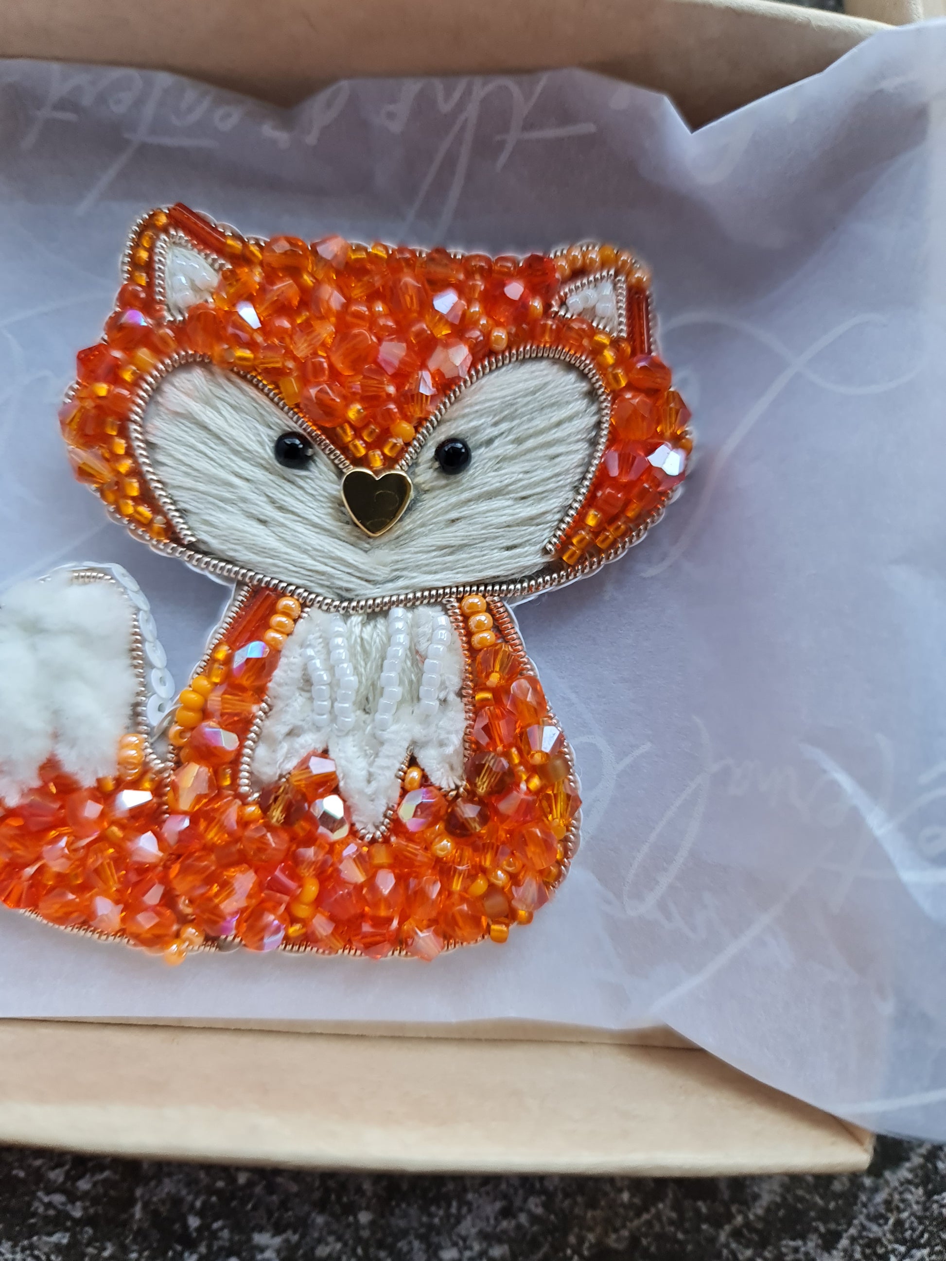 Fox Beaded Brooch