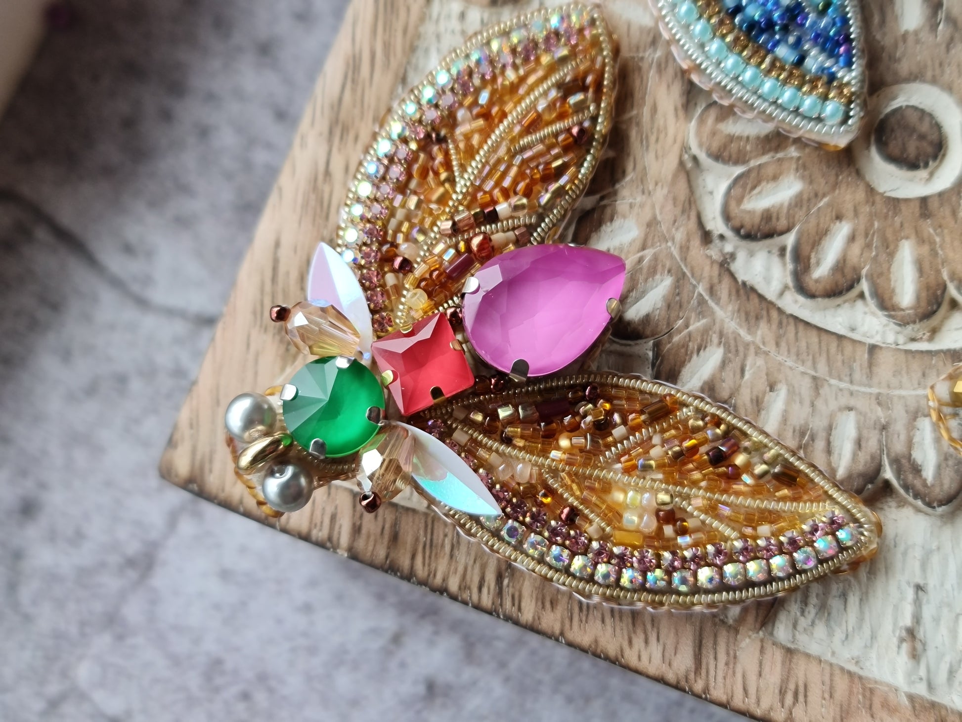 Moth Beaded Brooch