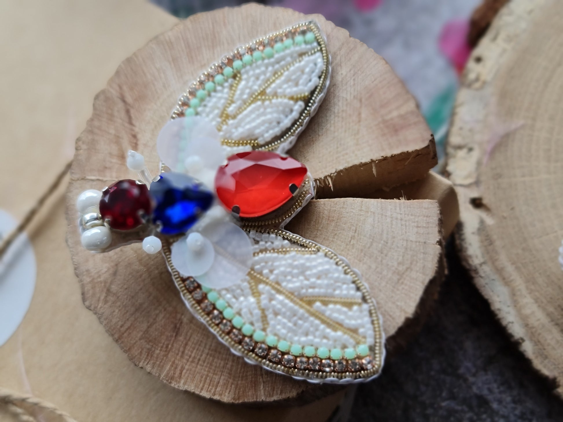 Moth Beaded Brooch
