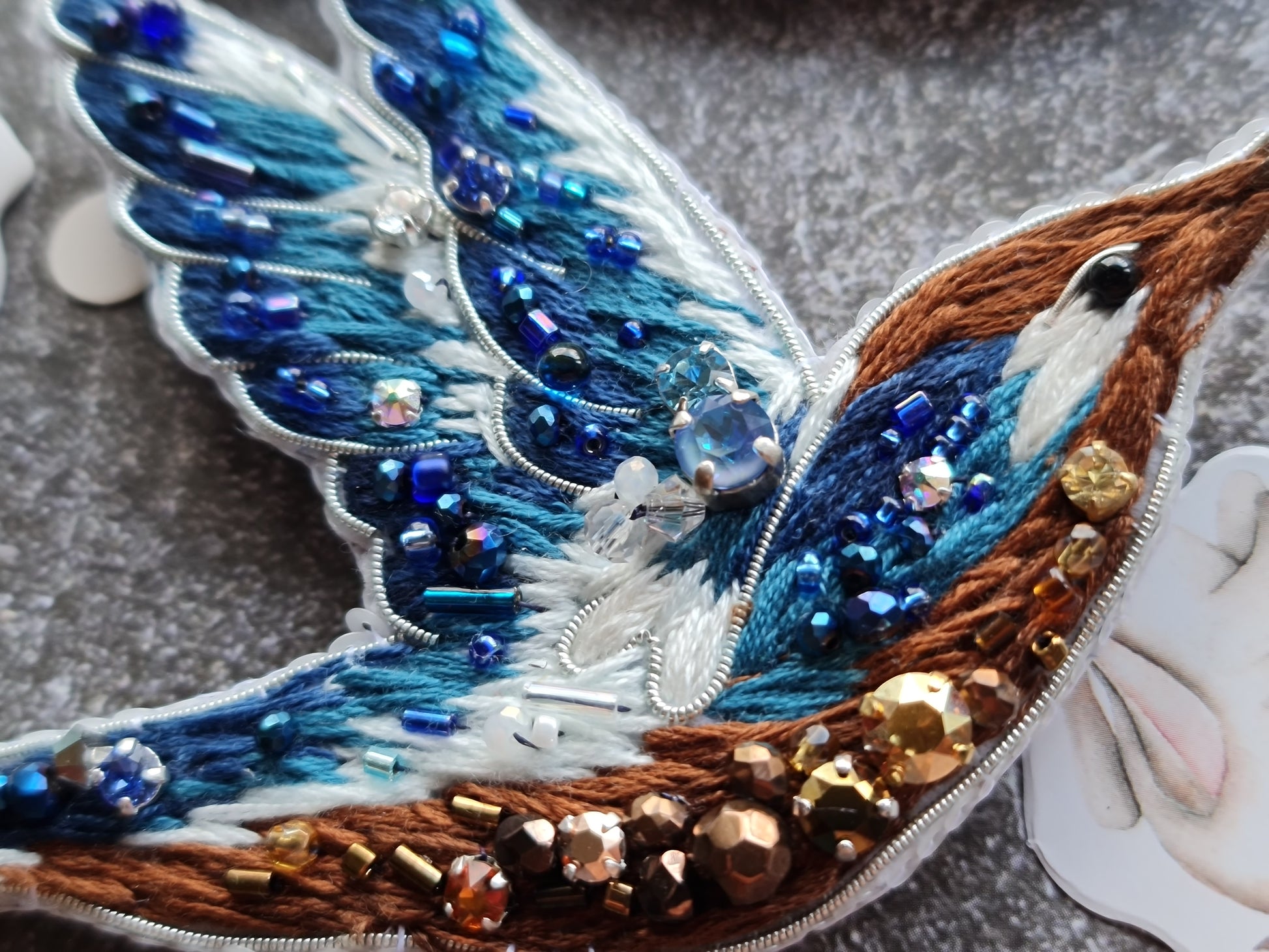 Hummingbird Beaded Brooch
