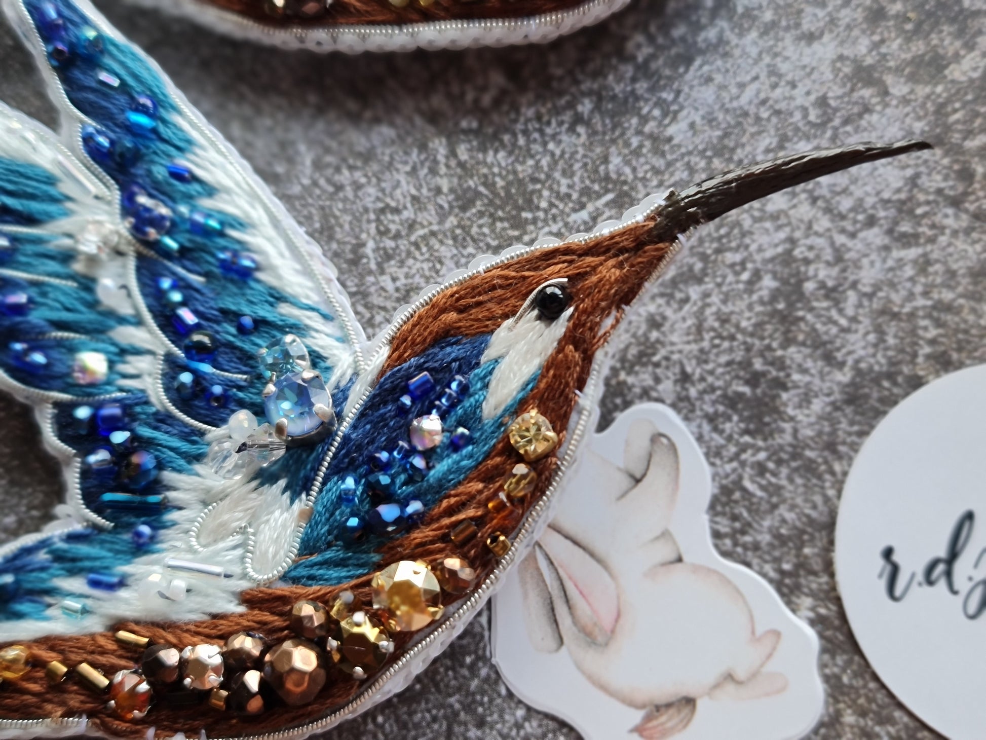 Hummingbird Beaded Brooch