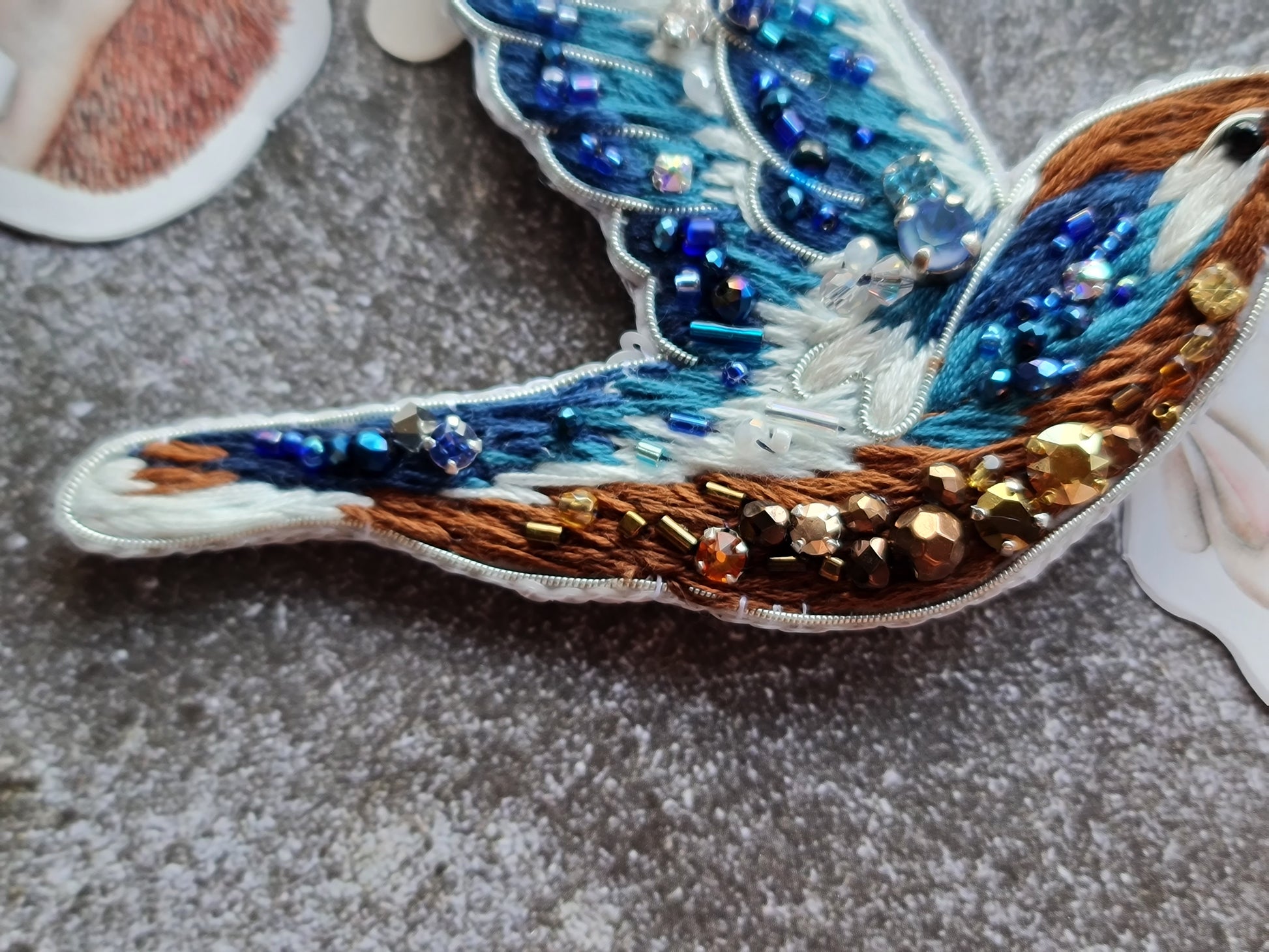 Hummingbird Beaded Brooch