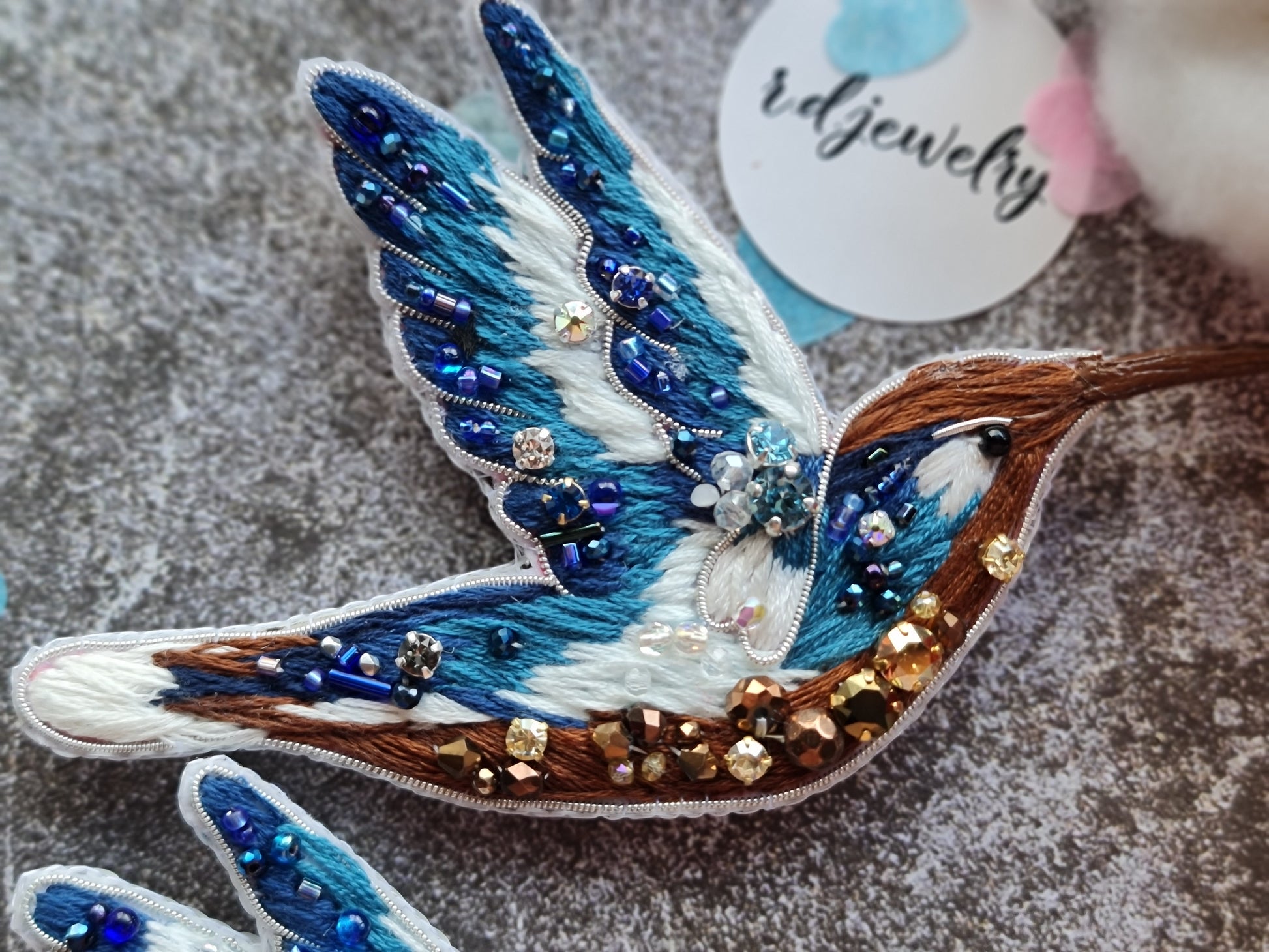 Hummingbird Beaded Brooch