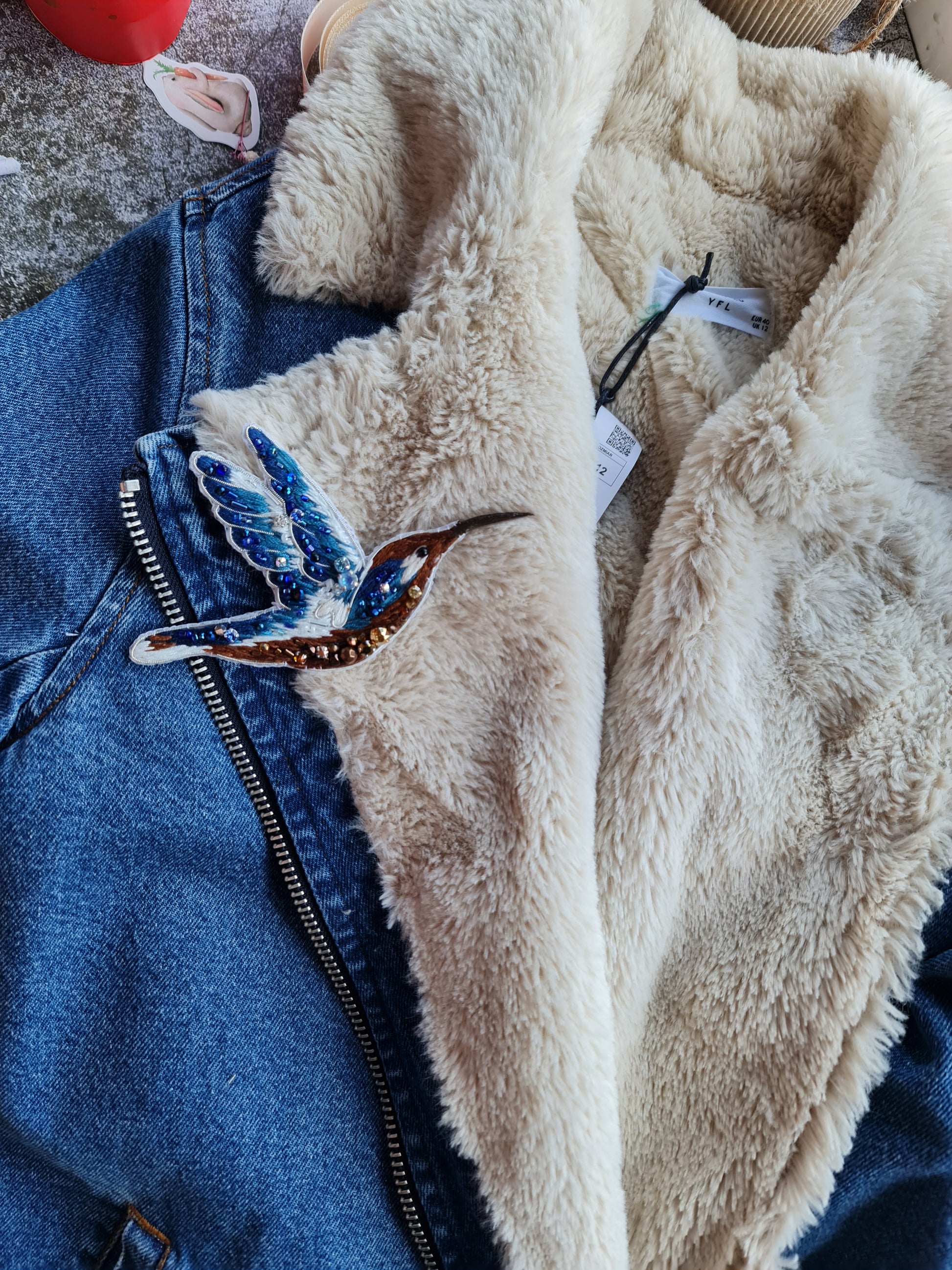 Hummingbird Beaded Brooch