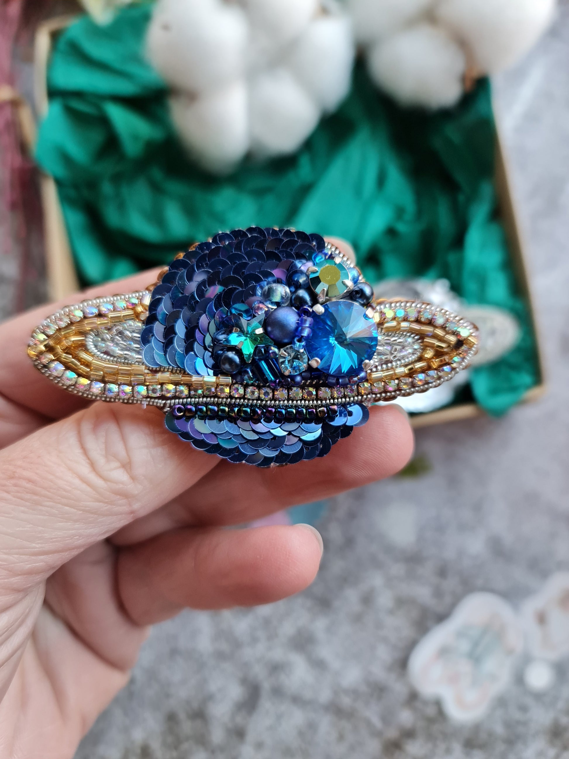 Saturn Planet Beaded Brooch