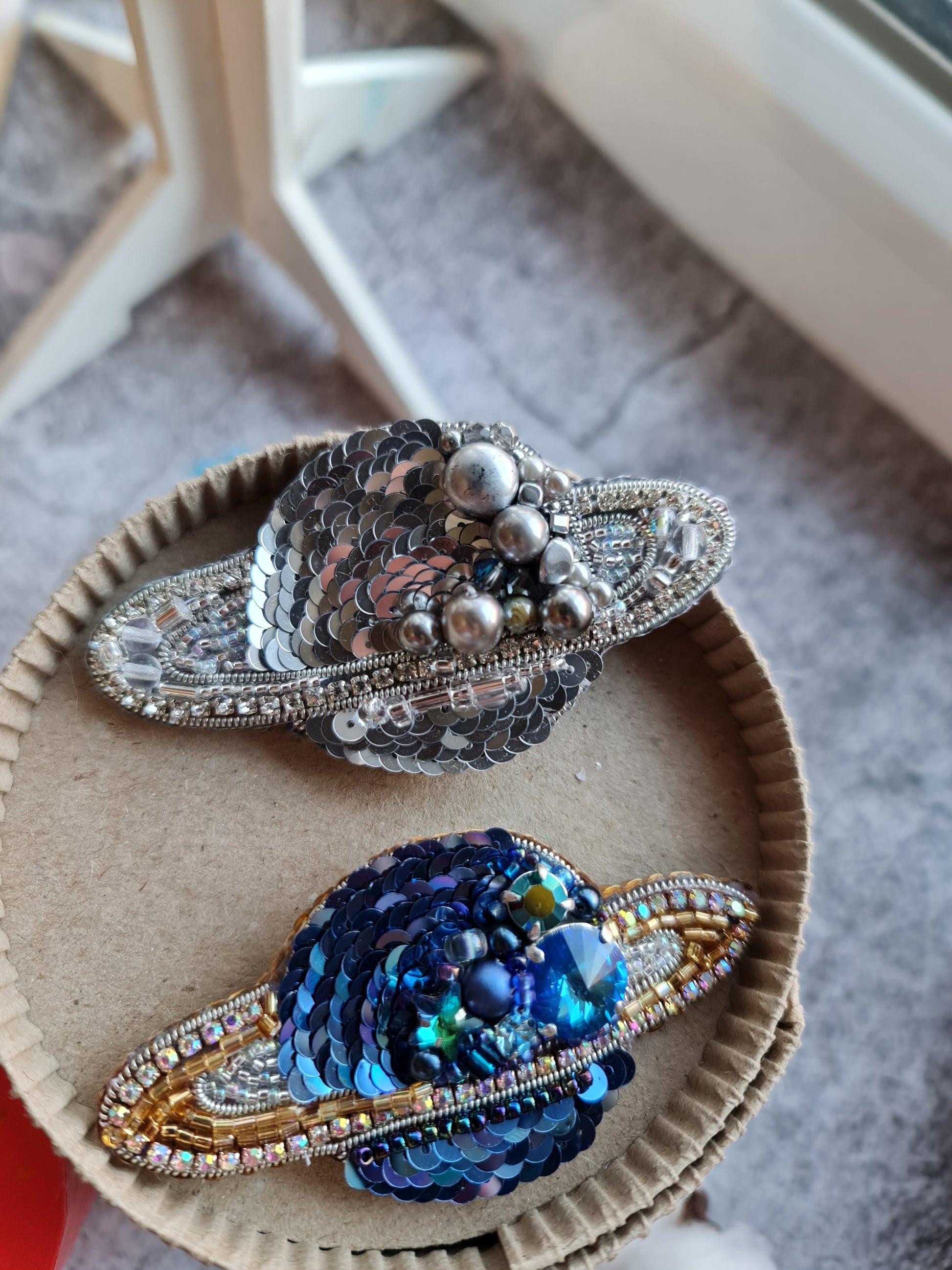 Saturn Planet Beaded Brooch