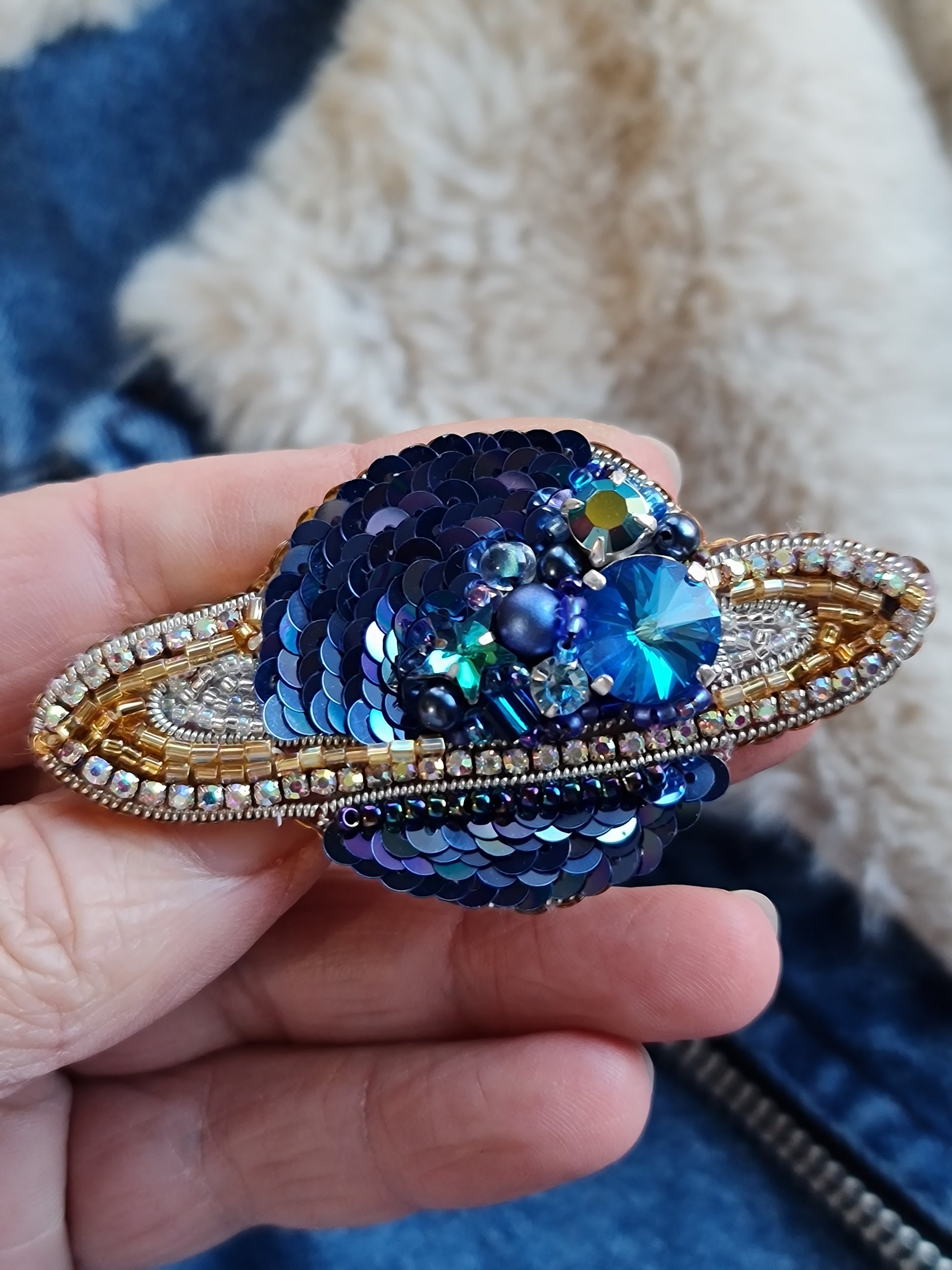 Saturn Planet Beaded Brooch