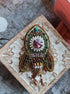 Rocket beaded brooches hand embroidered in silver rose gold and green purple colors with crystals pearls and celestial details