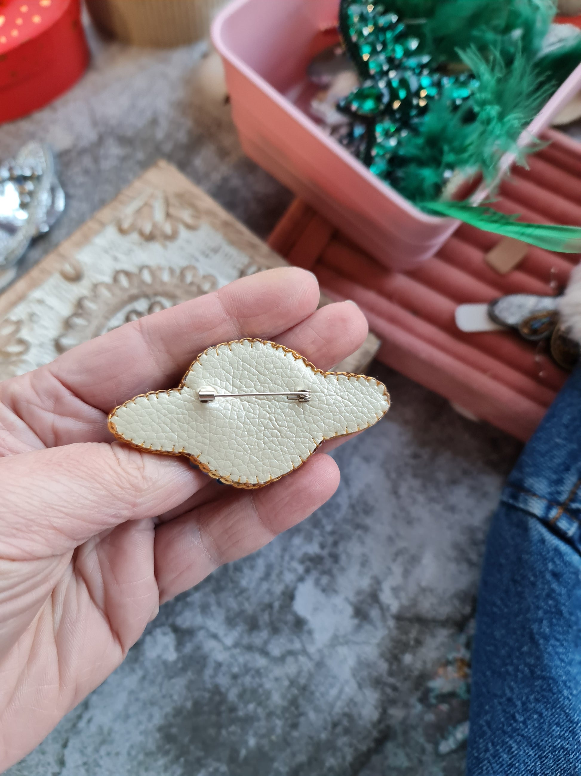Saturn Planet Beaded Brooch