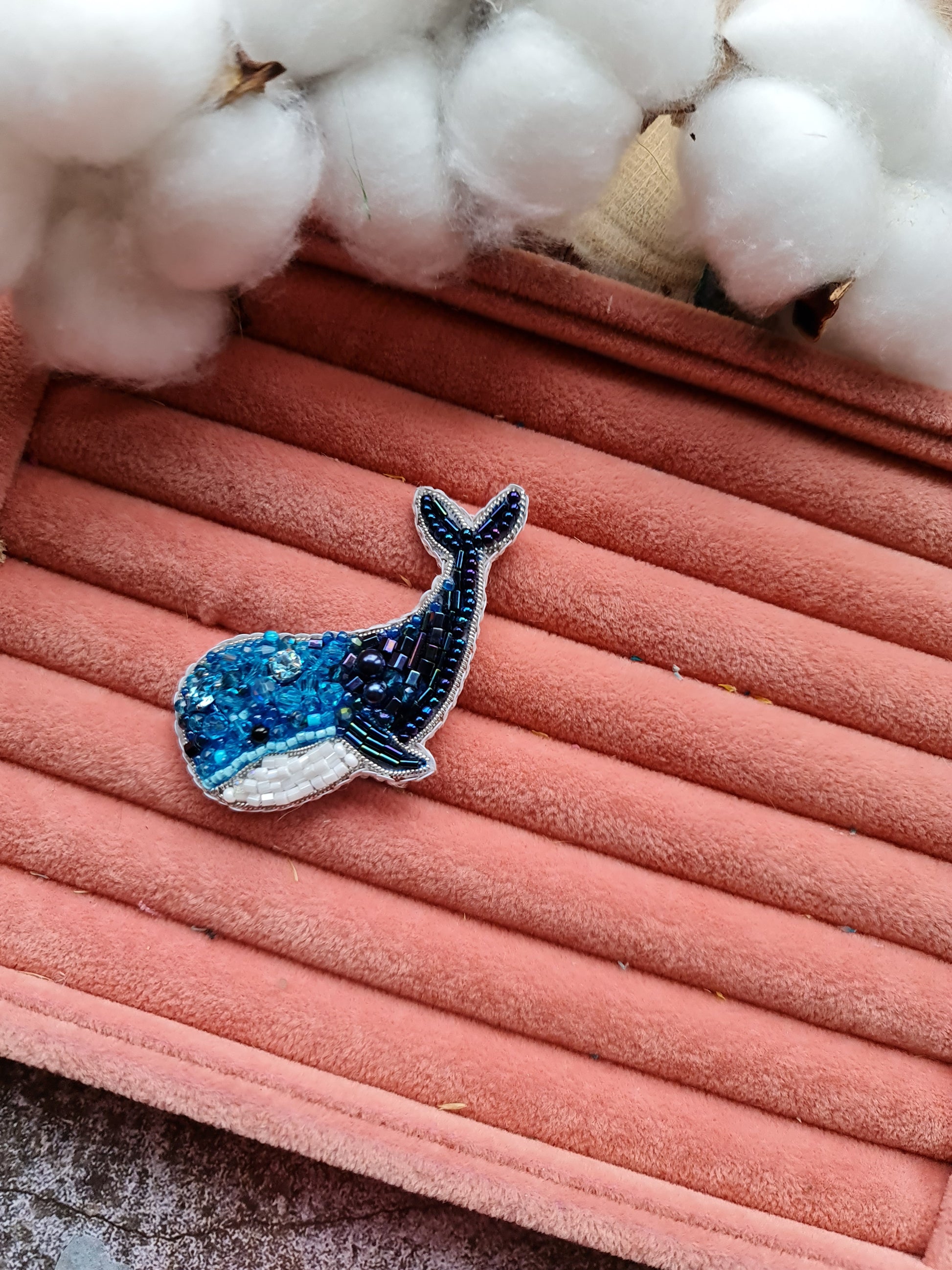 Whale Beaded Brooch