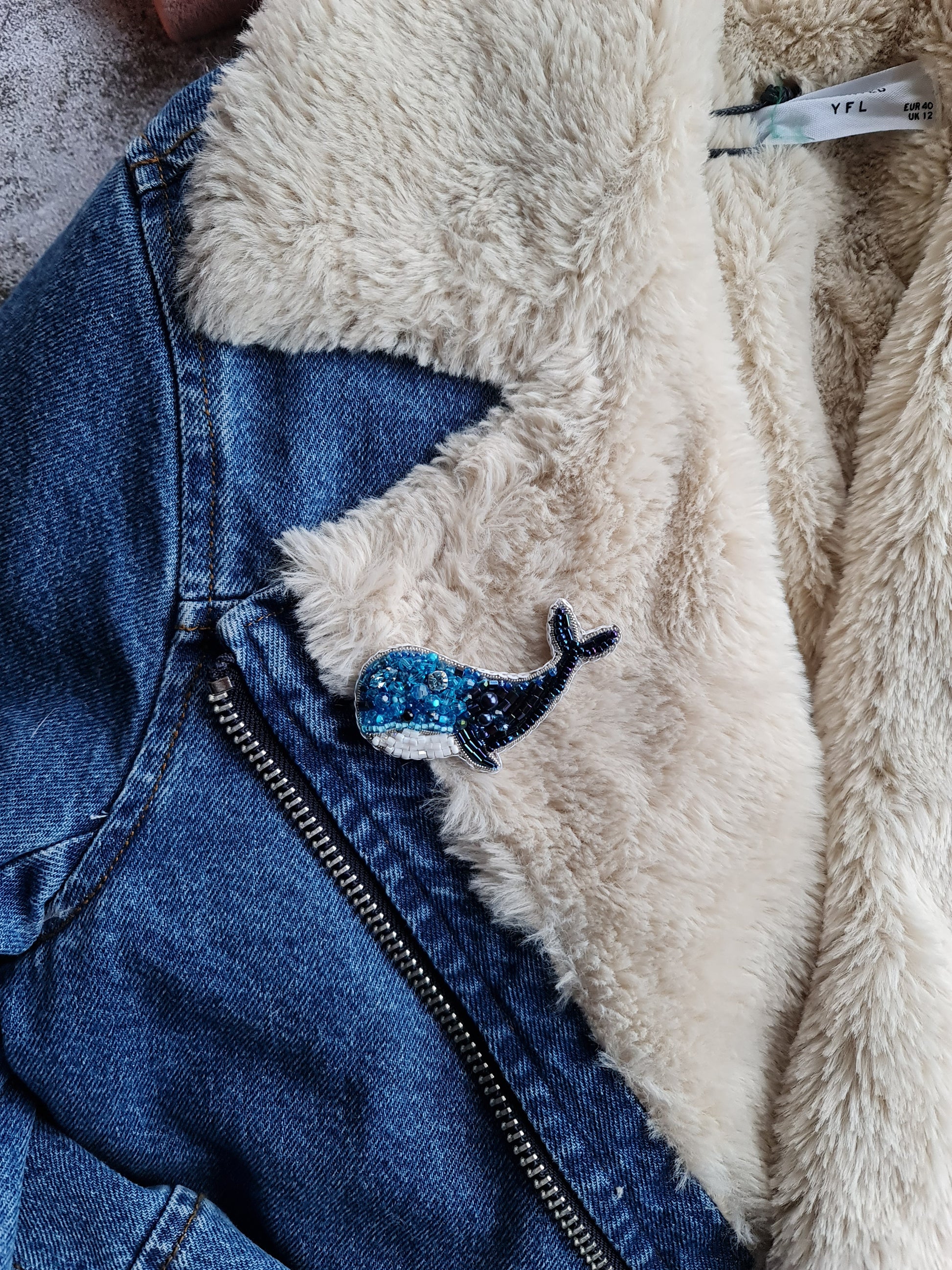 Whale Beaded Brooch