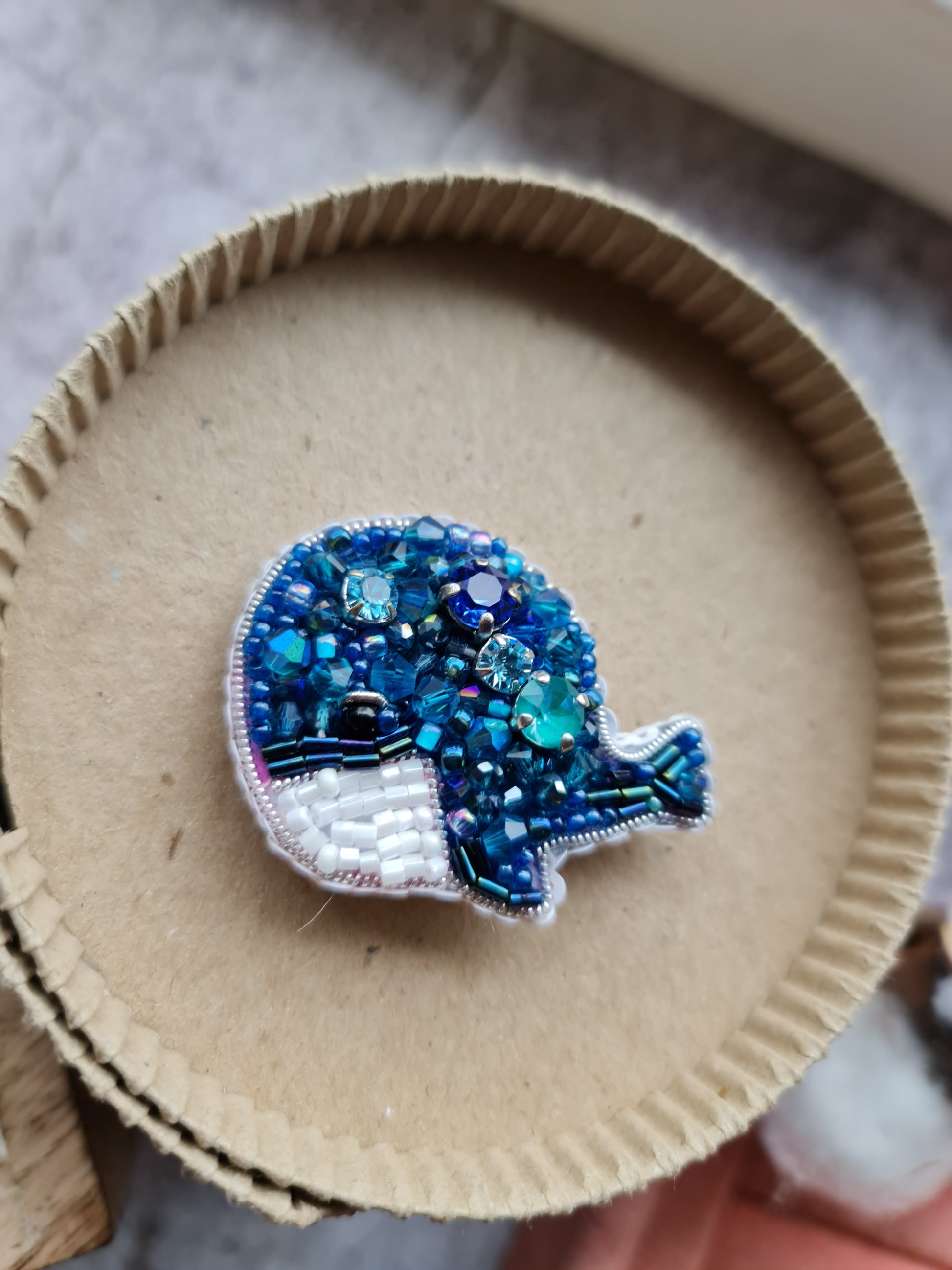 Whale Beaded Brooch