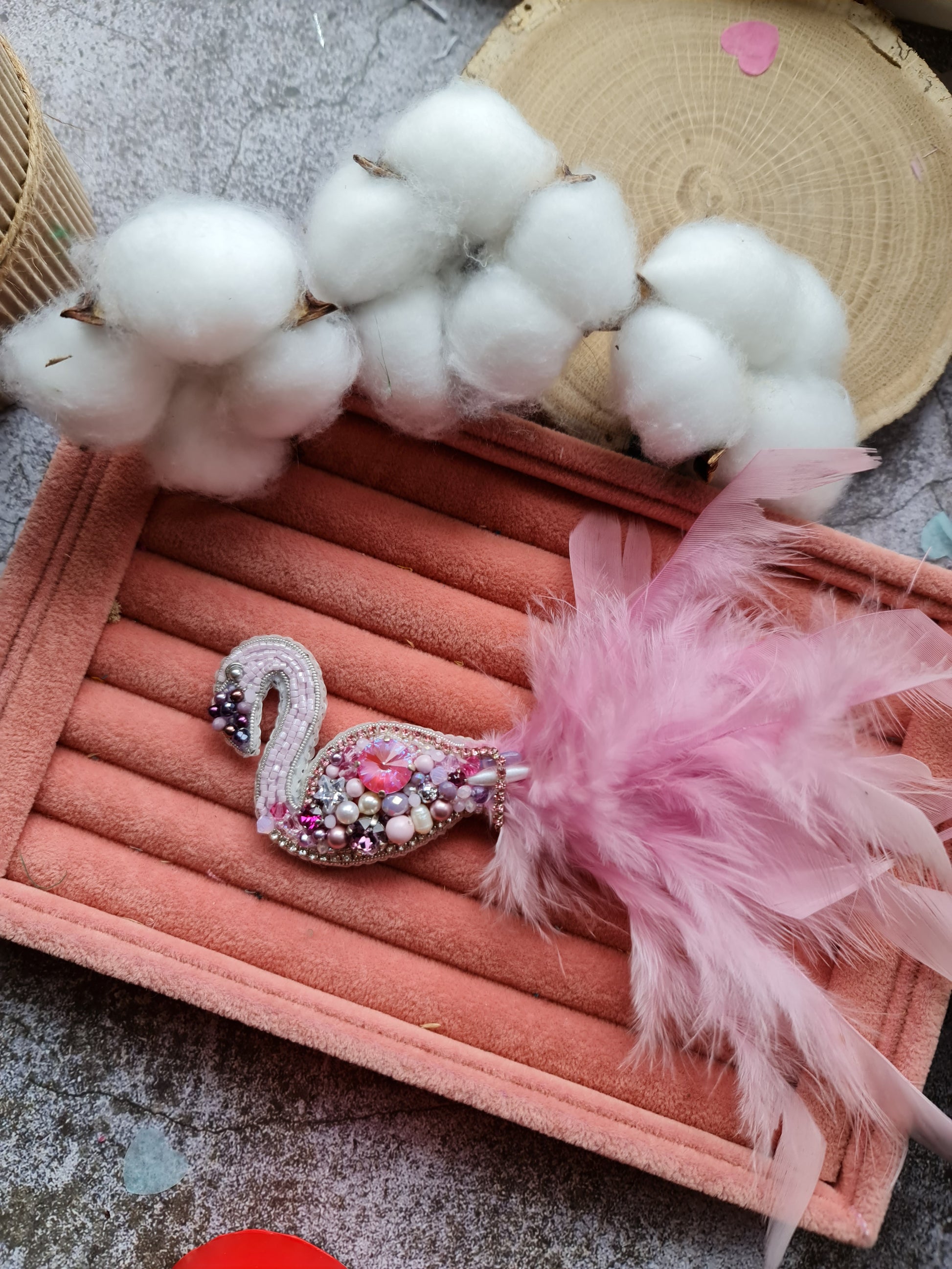 Flamingo Beaded Brooch