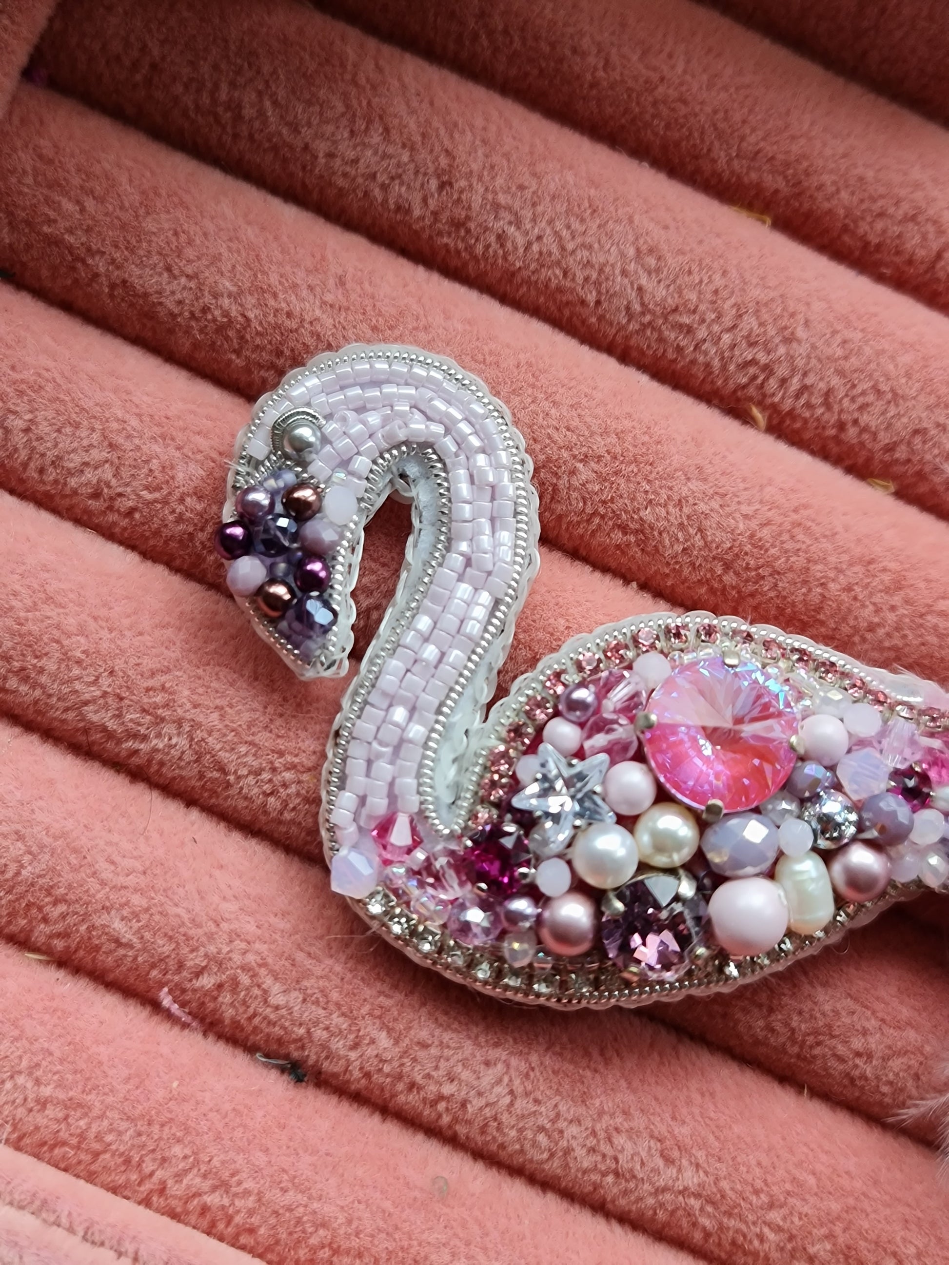 Flamingo Beaded Brooch