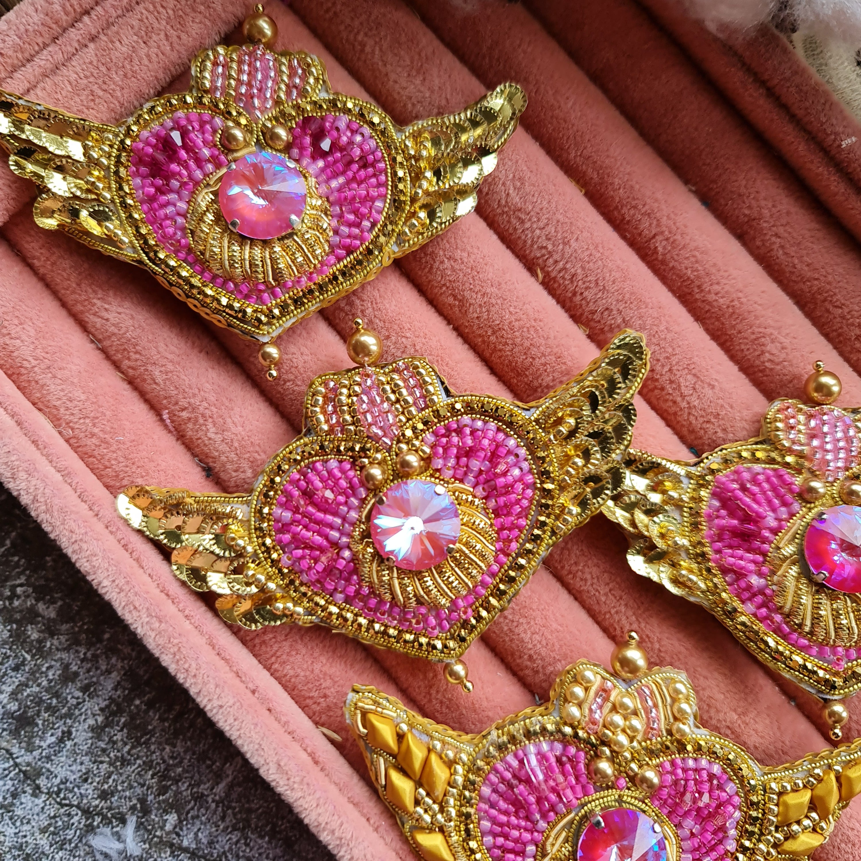 Magical Moon Compact Brooch – Handmade Beaded Pin Inspired by Celestial Warriors
