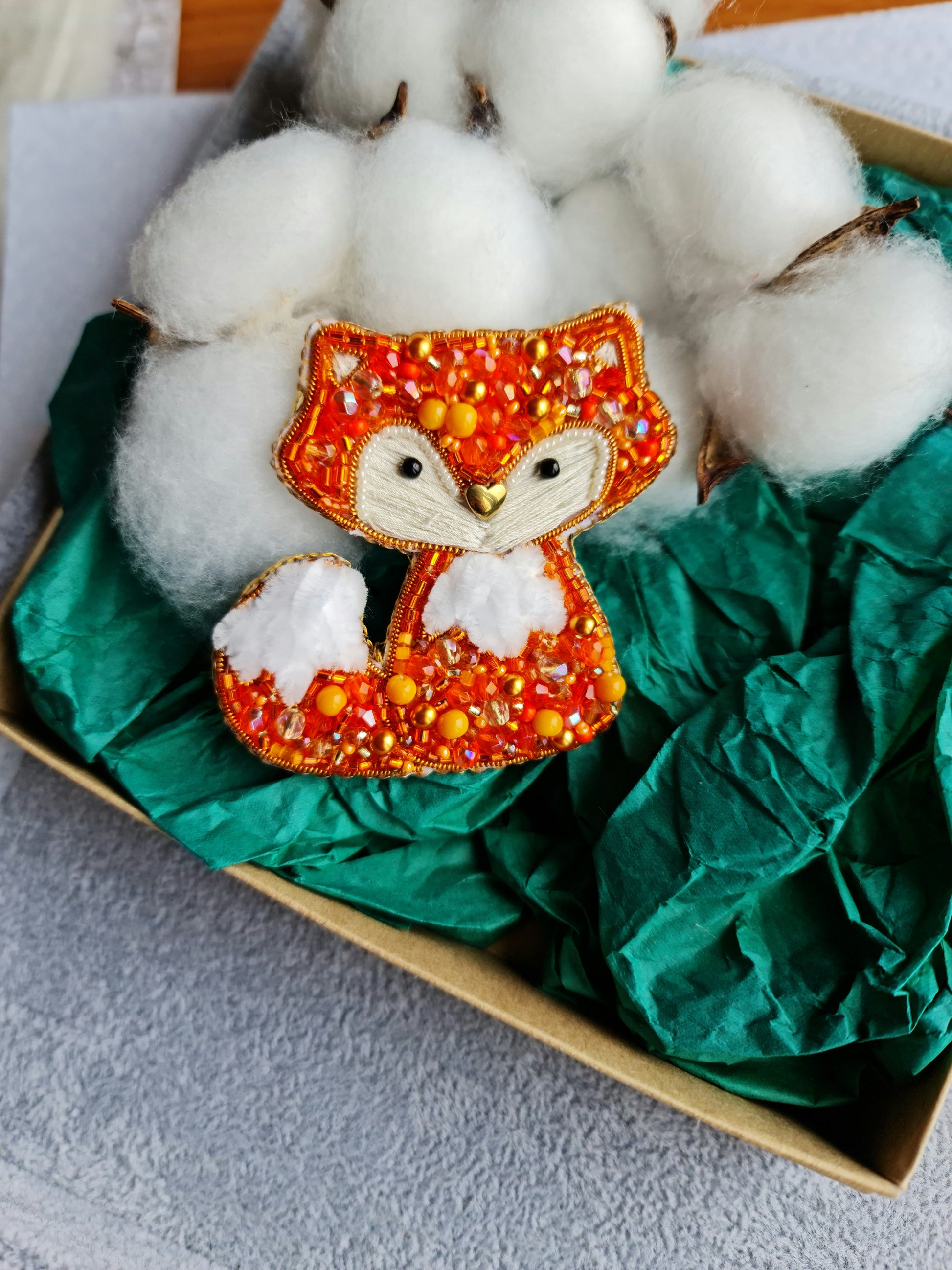Fox Beaded Brooch