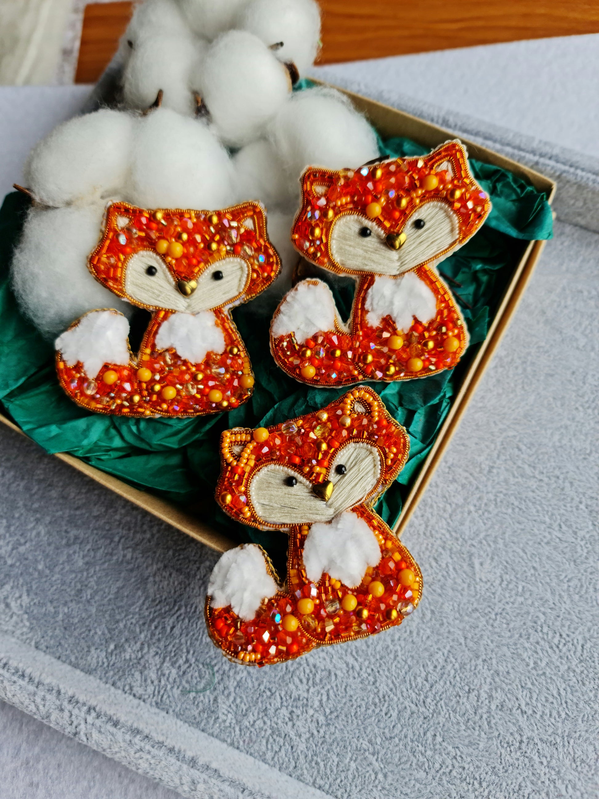 Fox Beaded Brooch