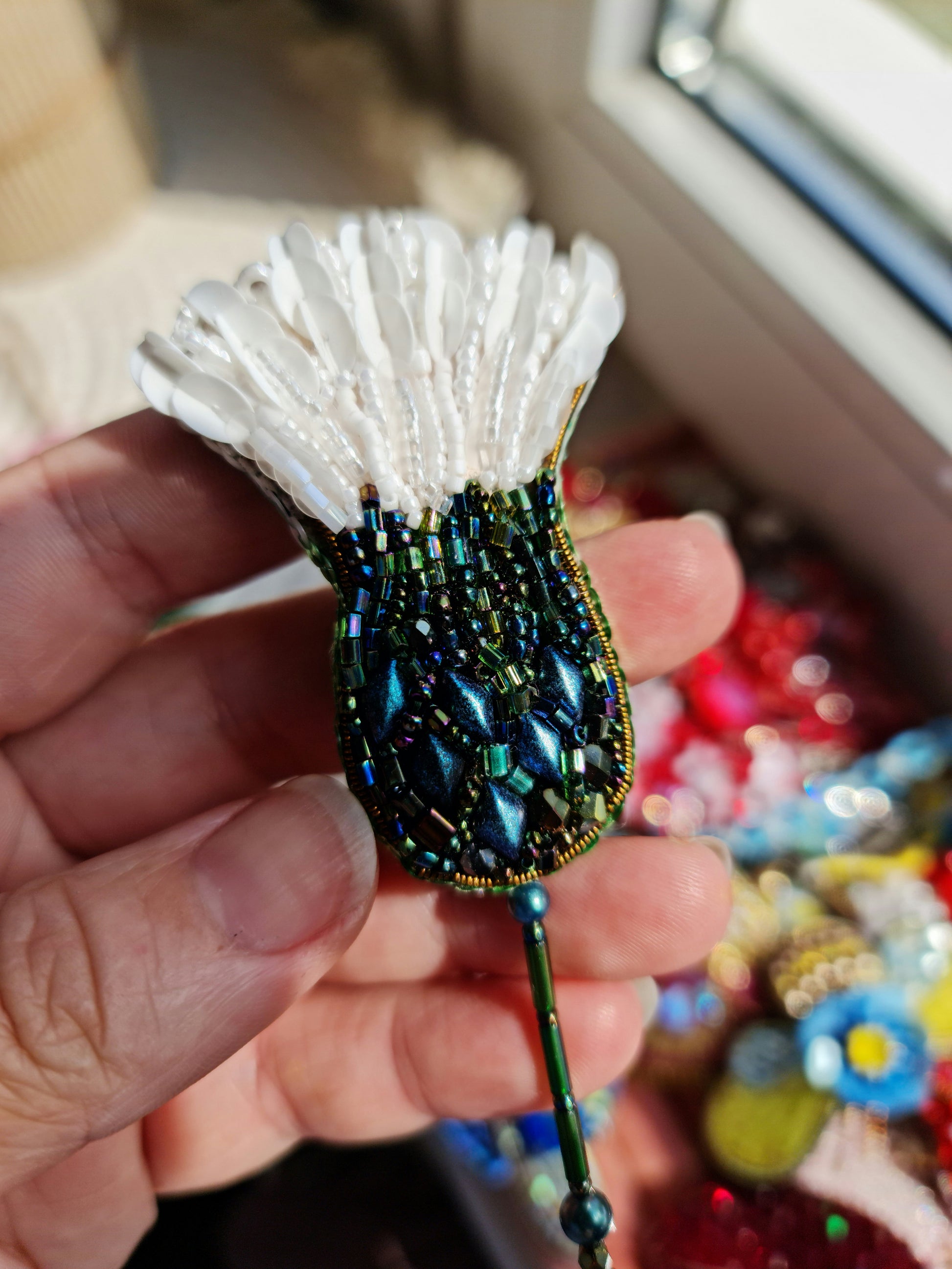 Thistle Beaded Brooch
