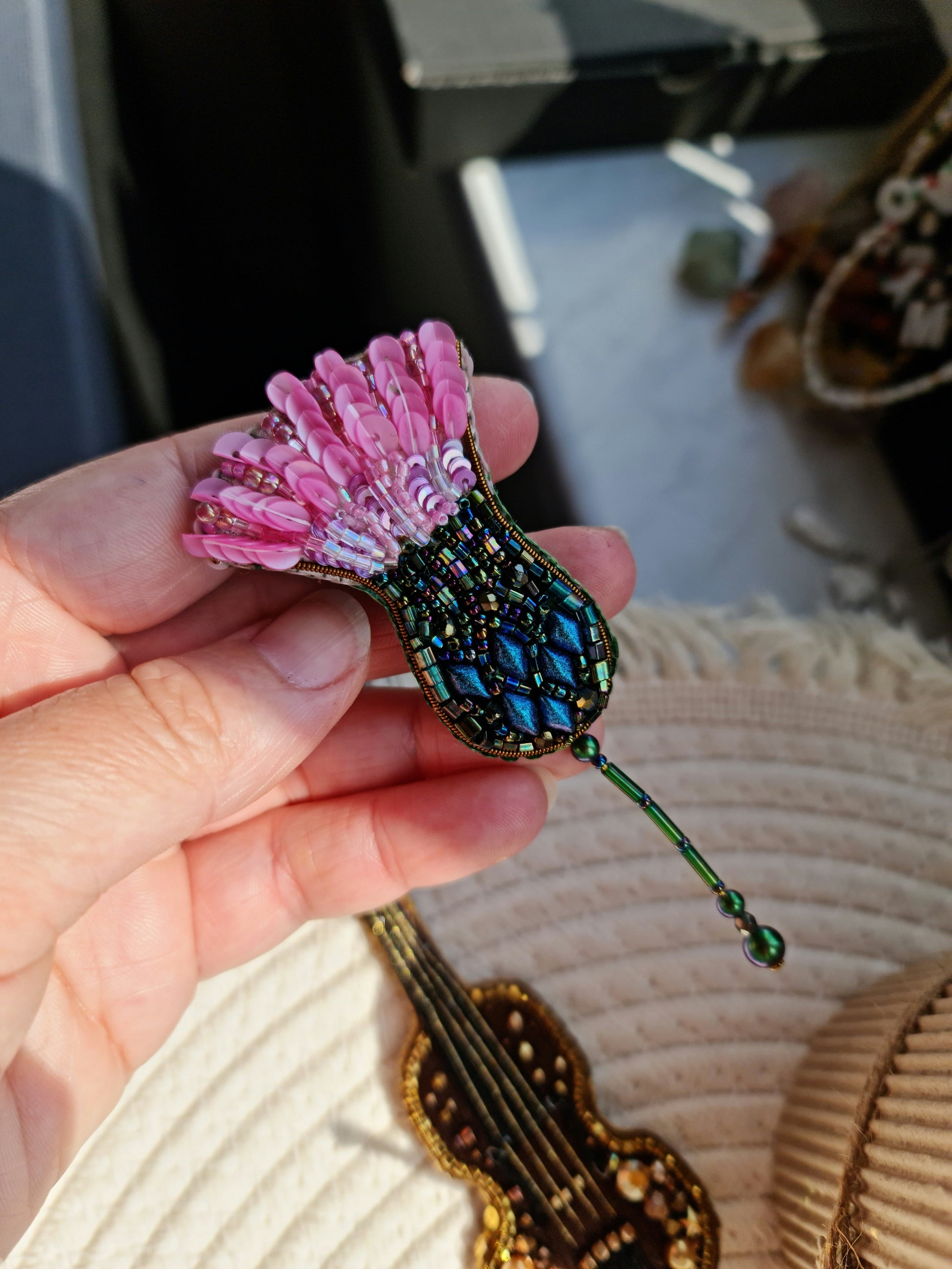 Thistle Beaded Brooch