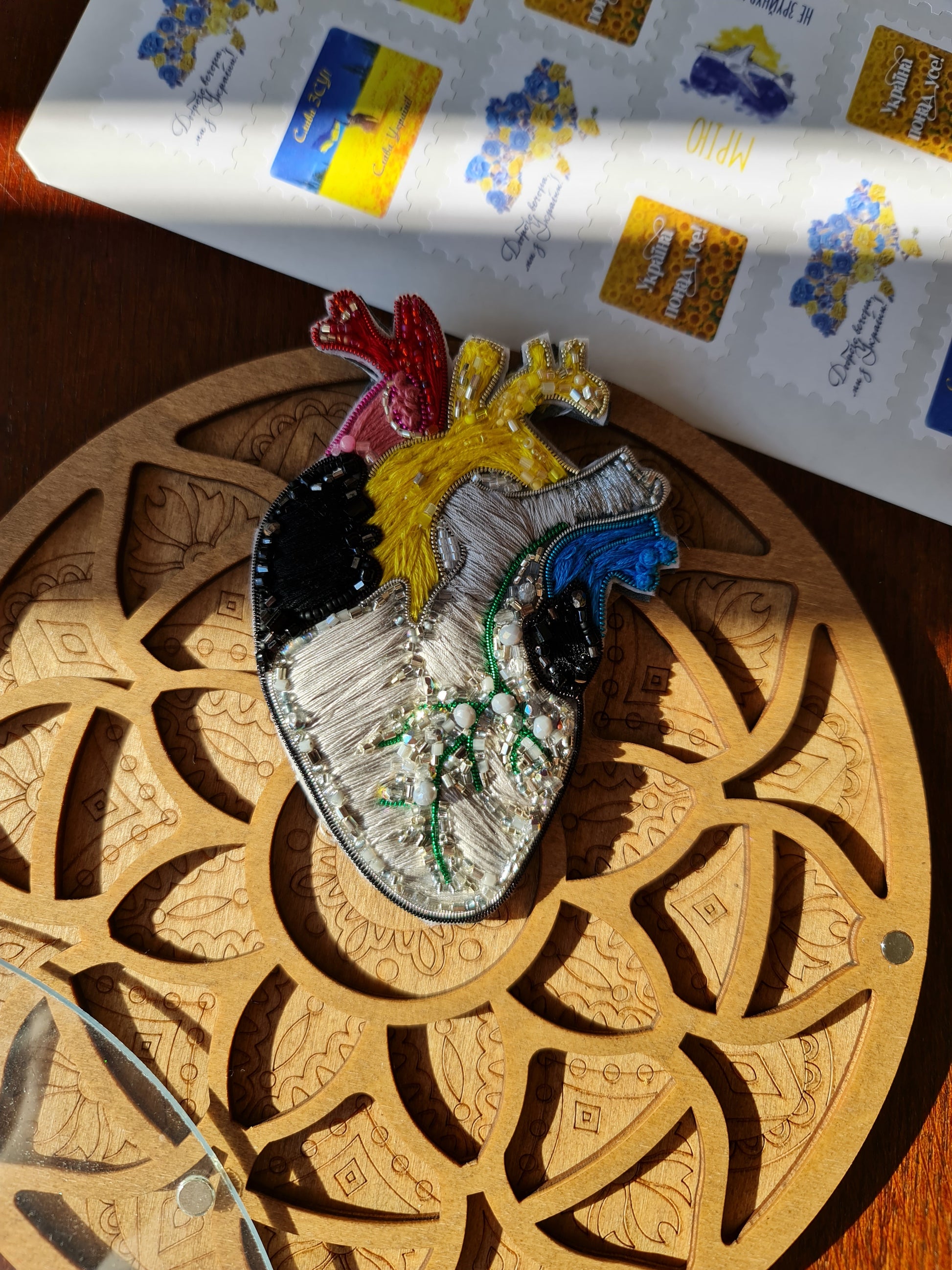 Colorful Anatomical Heart Brooch