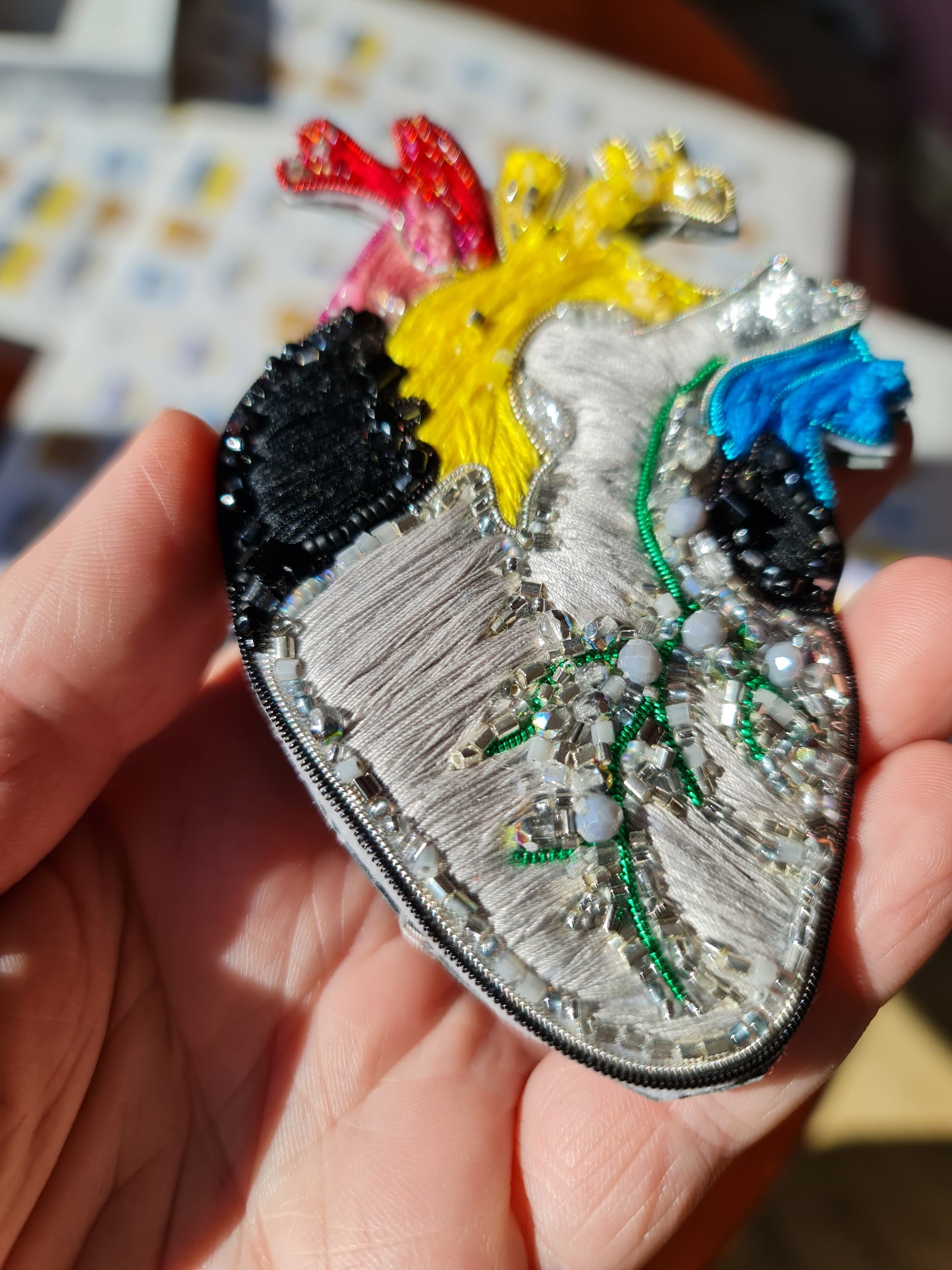 Colorful Anatomical Heart Brooch