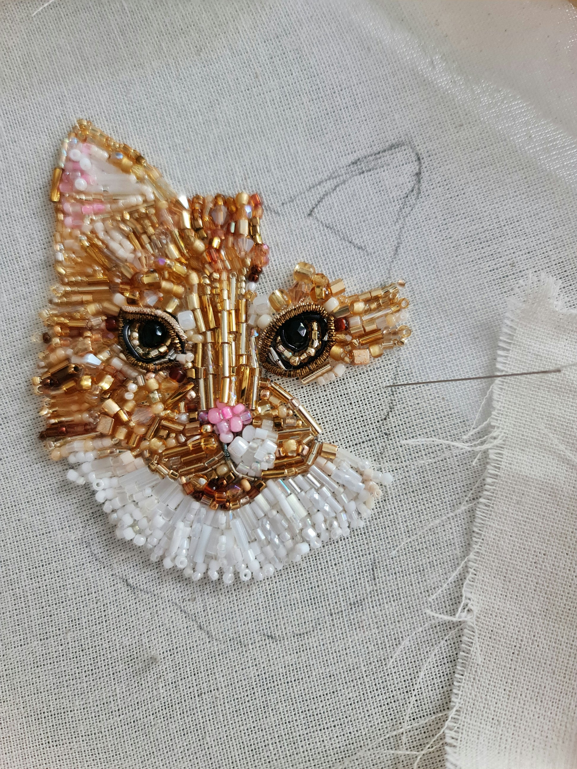 Custom Pet Portrait Beaded Brooch or Wall Art