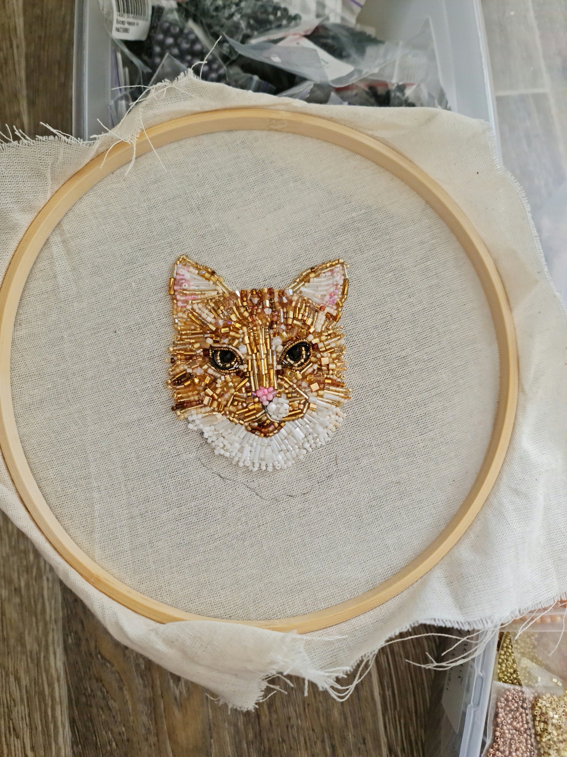 Custom Pet Portrait Beaded Brooch or Wall Art