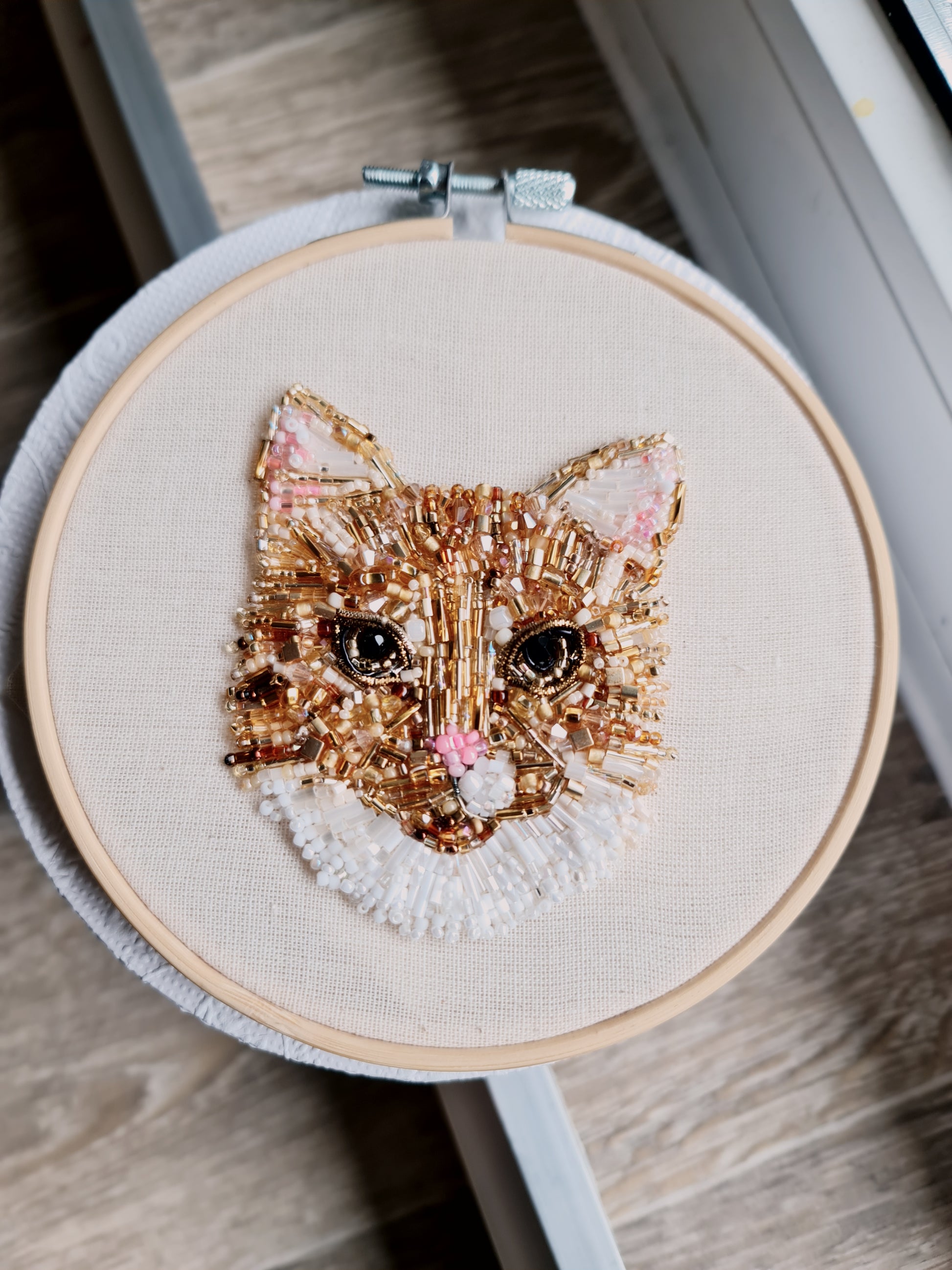 Custom Pet Portrait Beaded Brooch or Wall Art