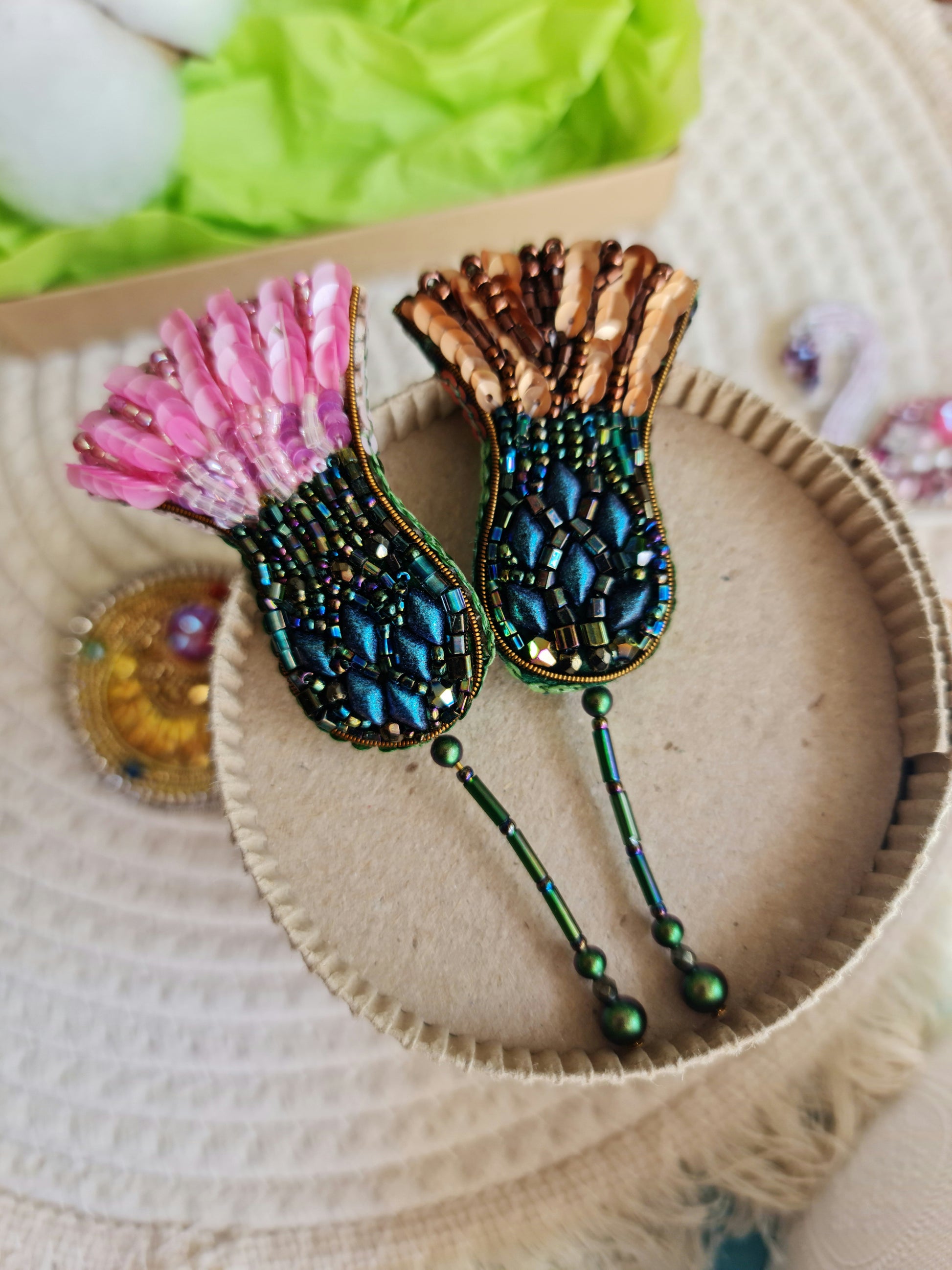 Thistle Beaded Brooch