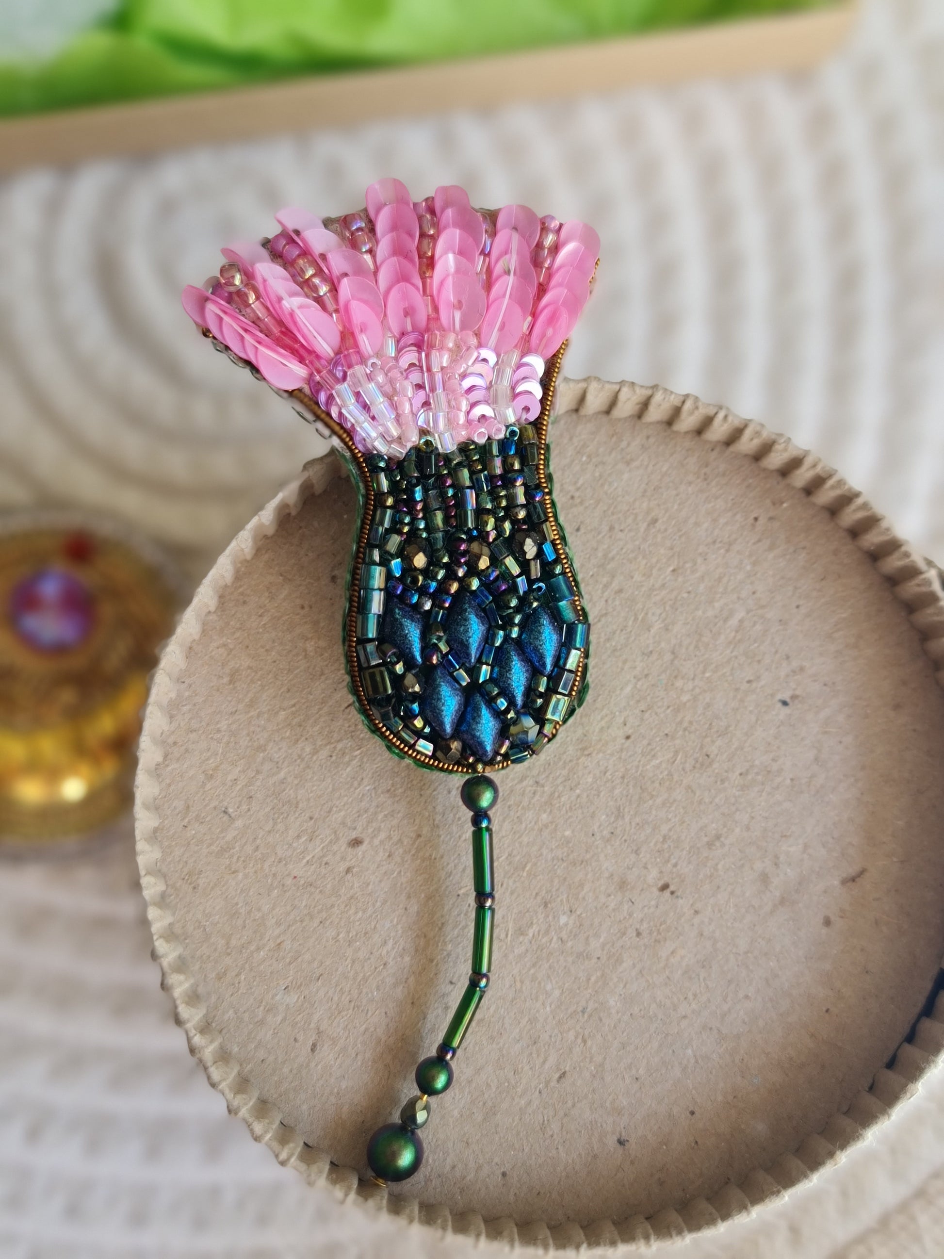 Thistle Beaded Brooch