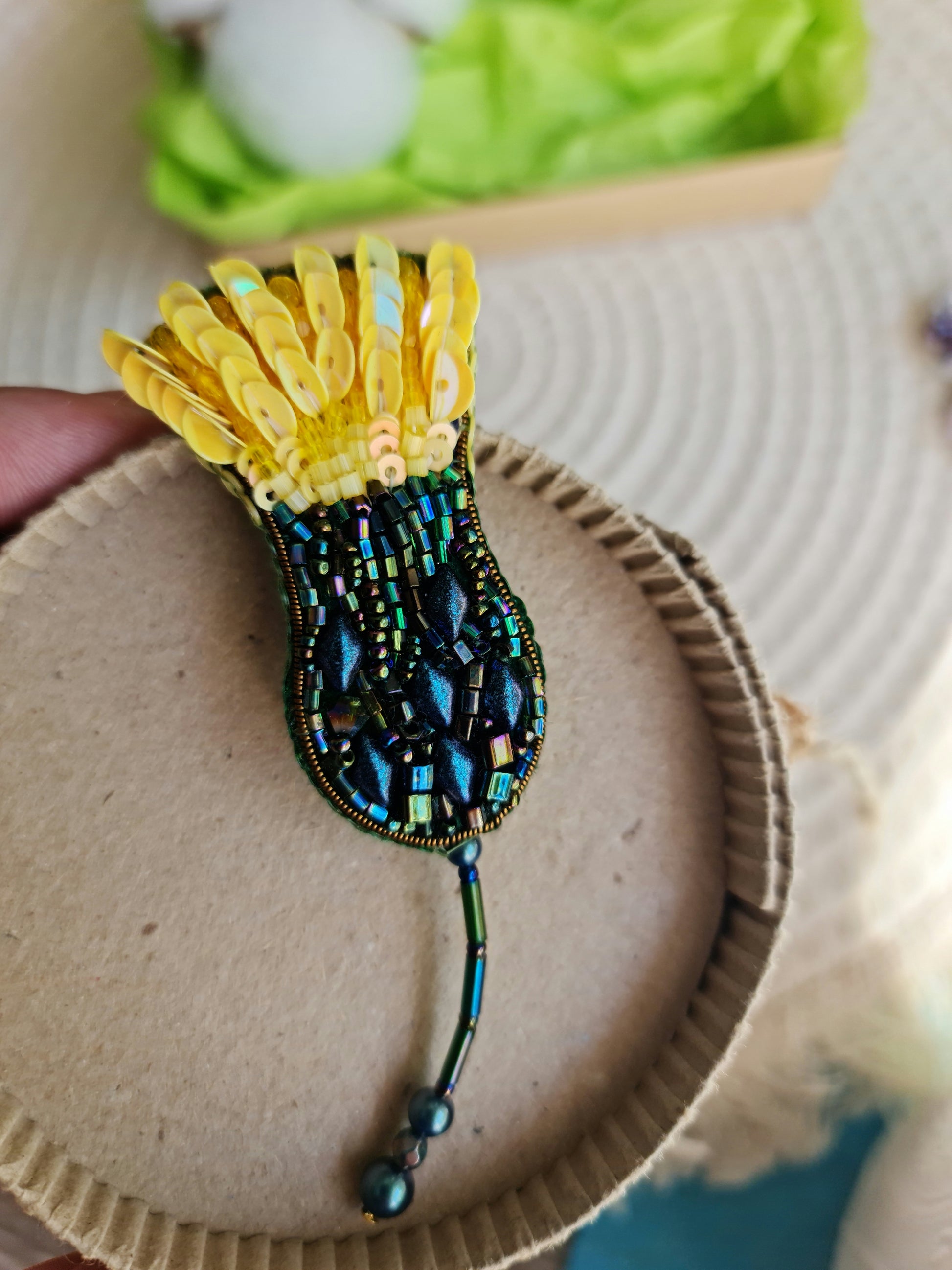 Thistle Beaded Brooch