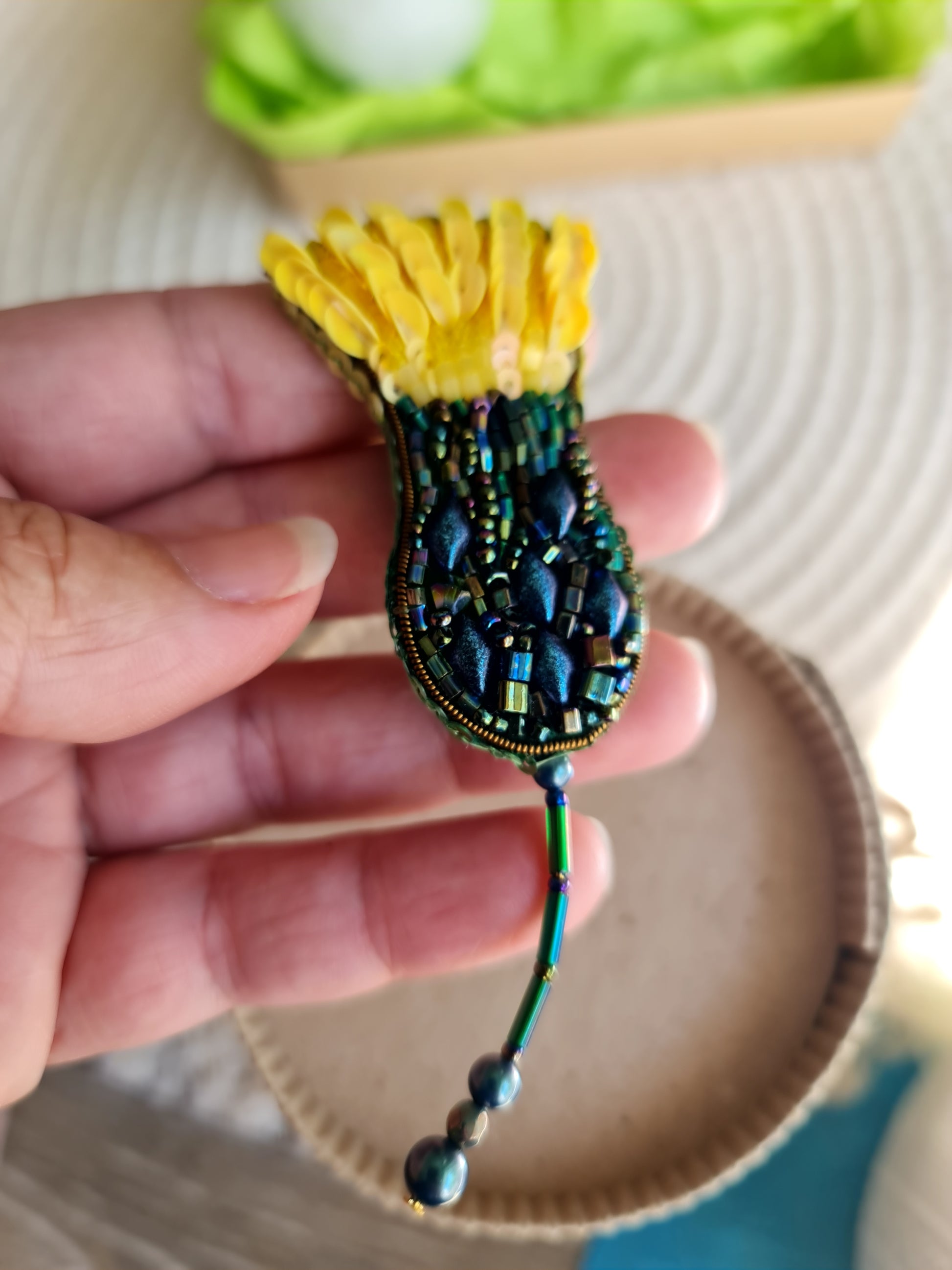 Thistle Beaded Brooch