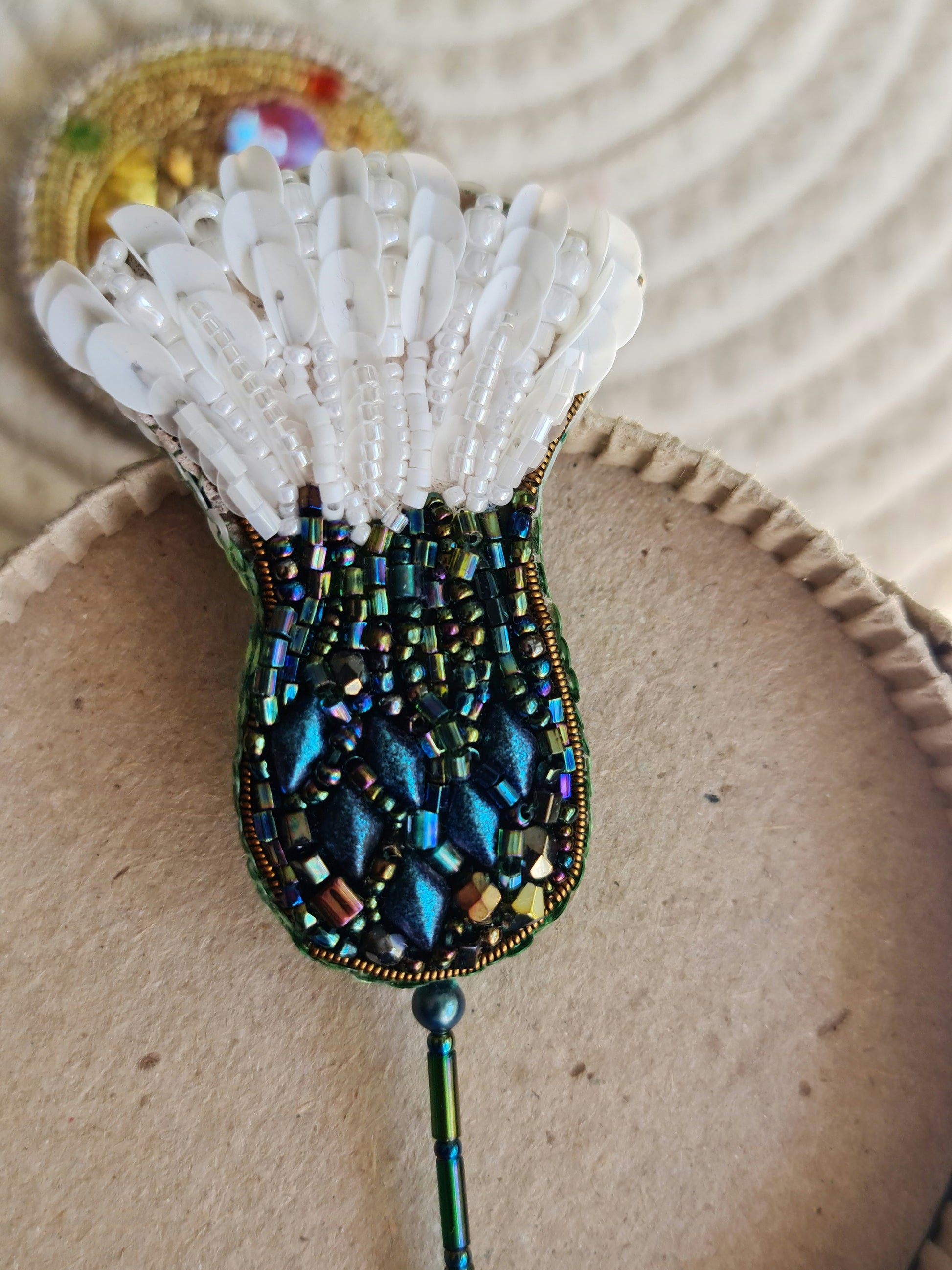 Thistle Beaded Brooch