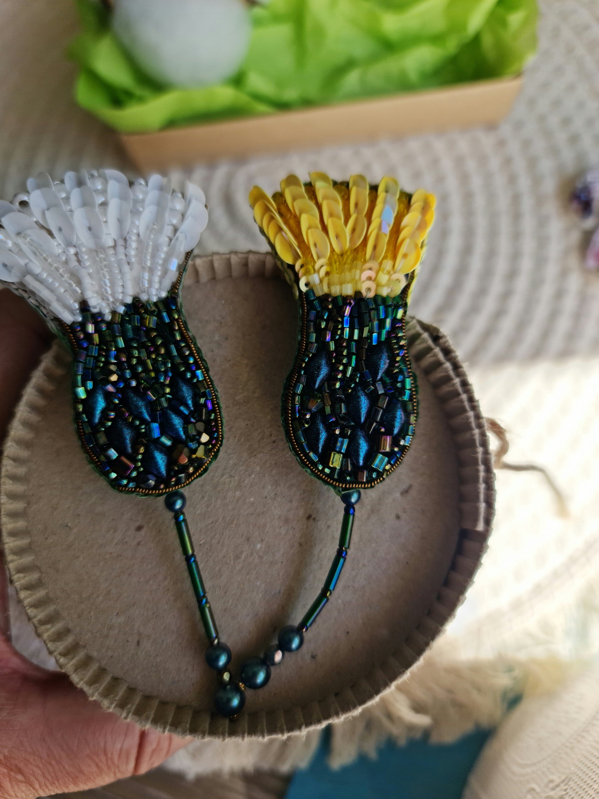 Thistle Beaded Brooch