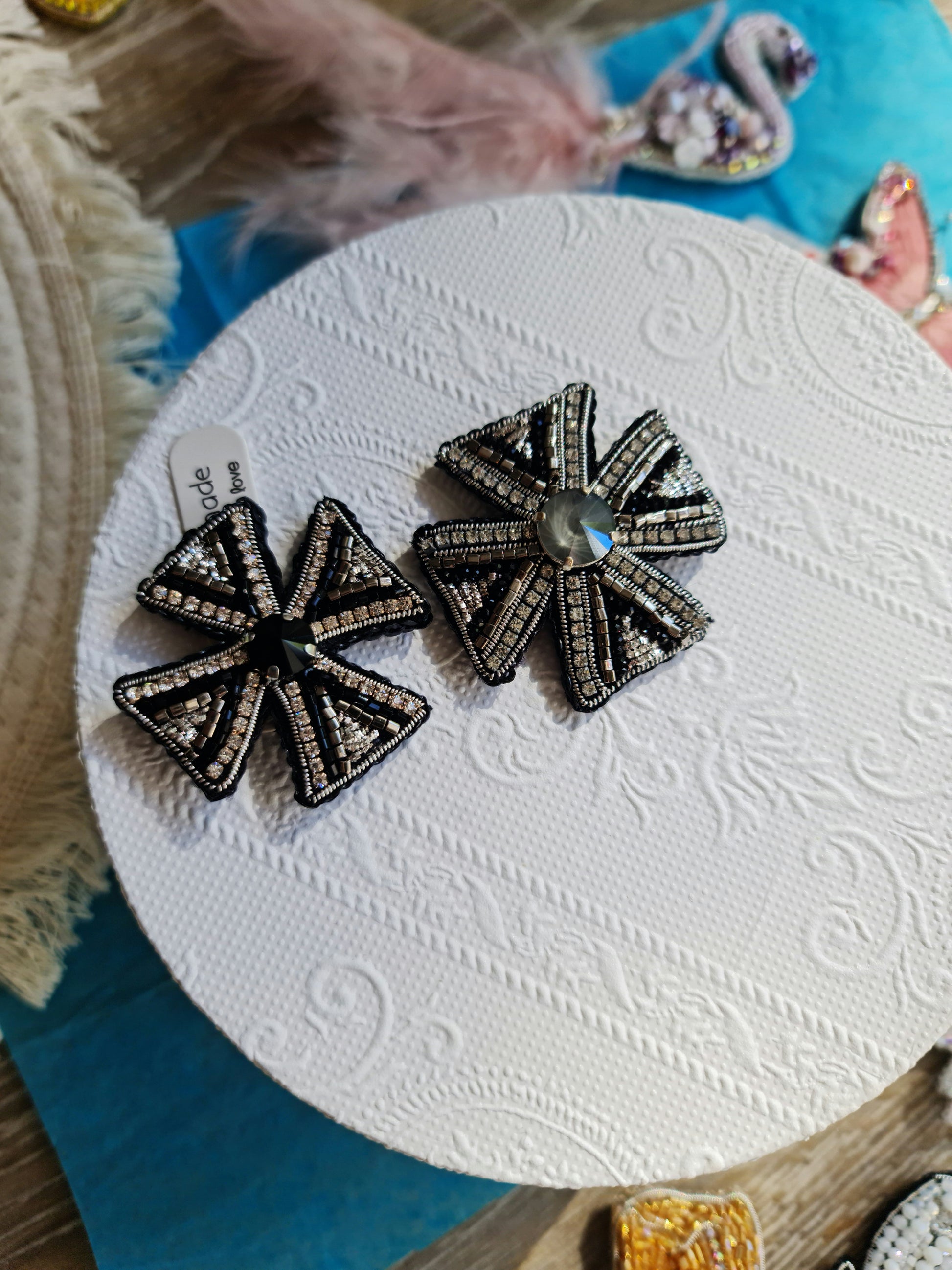 Cross Beaded Brooch