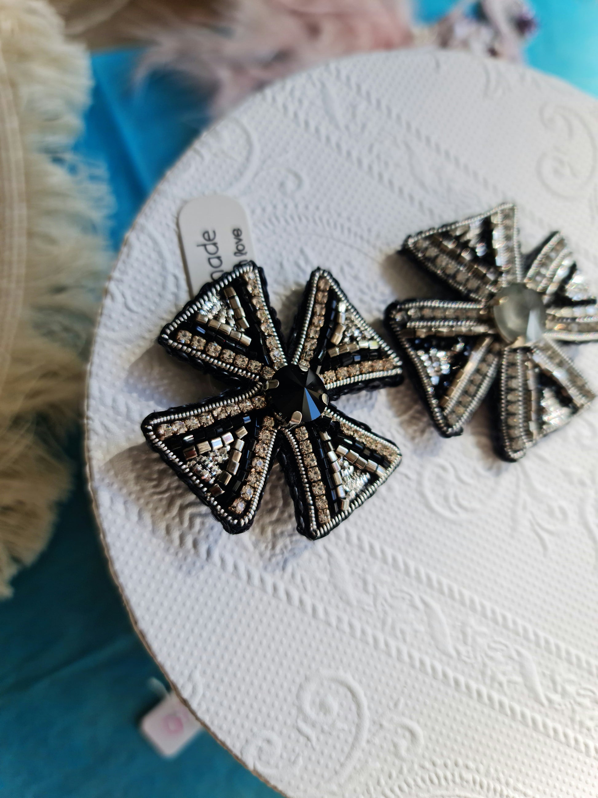 Cross Beaded Brooch